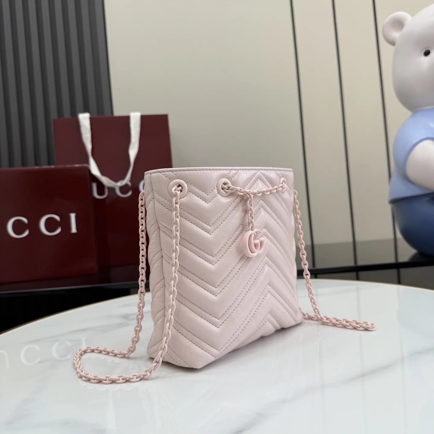 Gucci Marmont Pink GG Supreme Canvas Bucket Bag product photo from LabelPicks