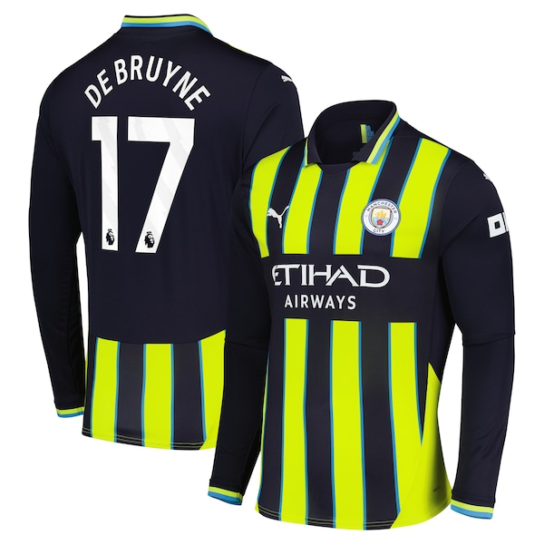 Kevin De Bruyne Manchester City Puma 2024/25 Away Replica Long Sleeve Player Jersey - Navy
