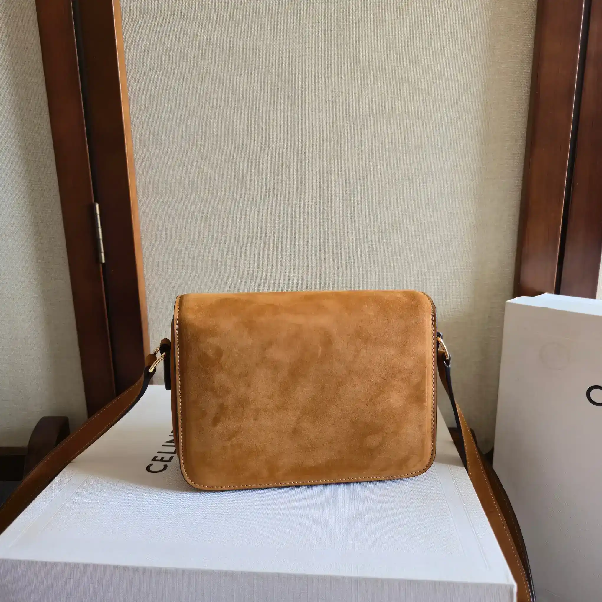 Celine Suede Leather Triomphe Crossbody Bag product photo from LabelPicks