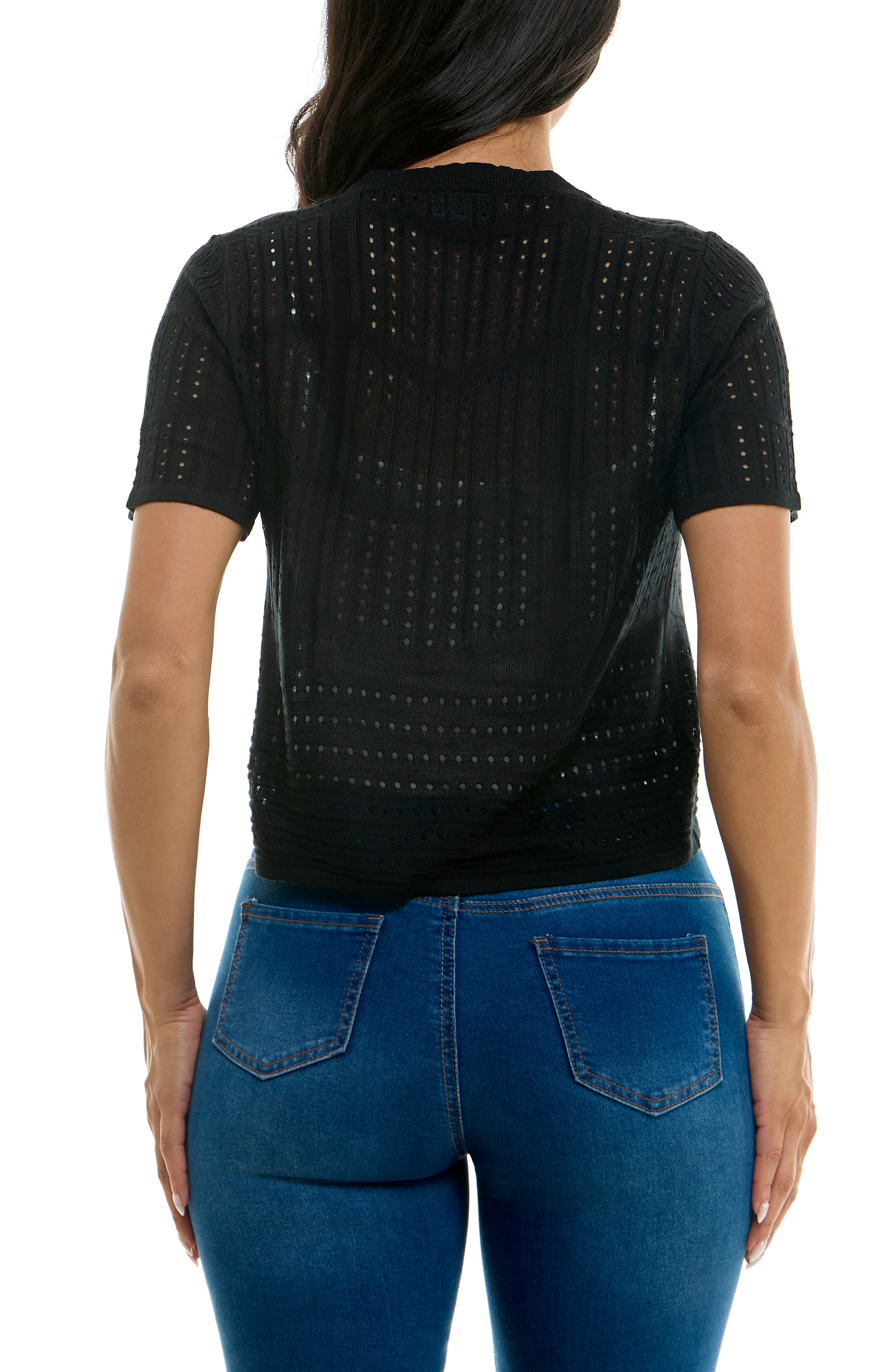 Nina Leonard Open Stitch Short Sleeve Bolero