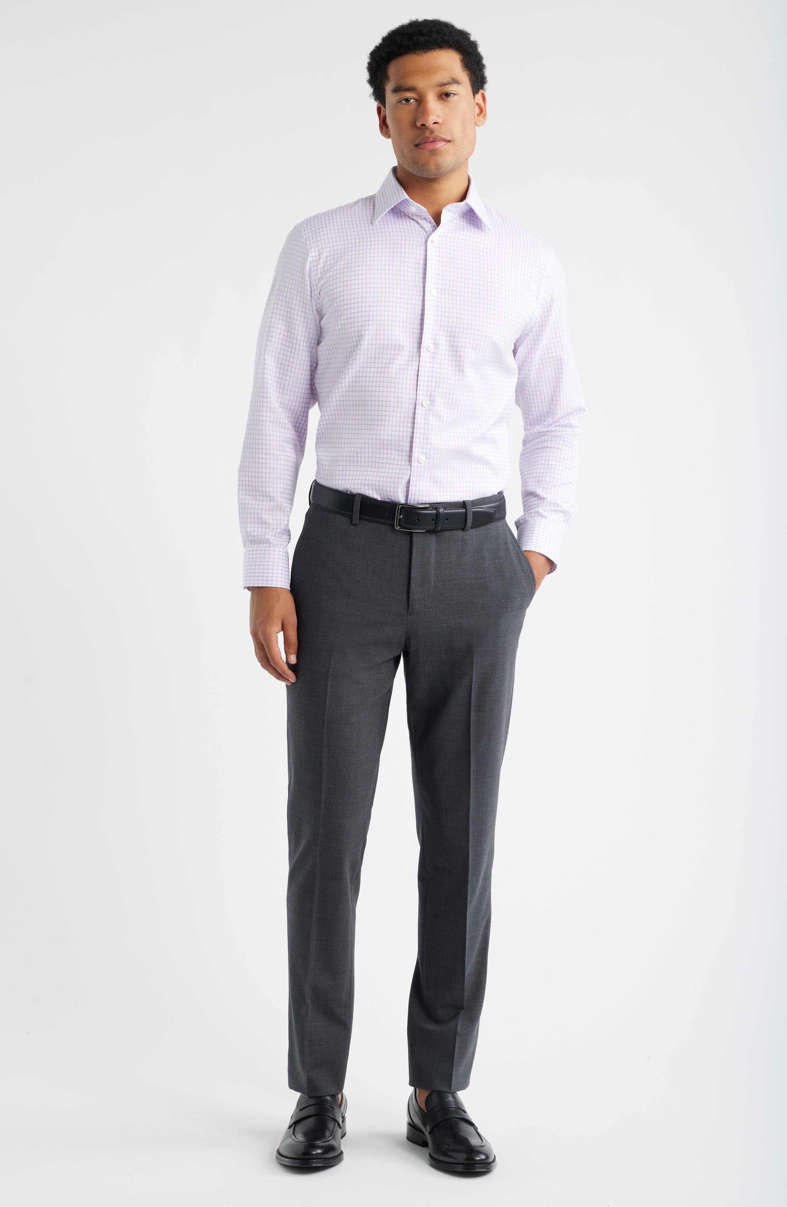 Nordstrom Trim Fit Grid Dress Shirt