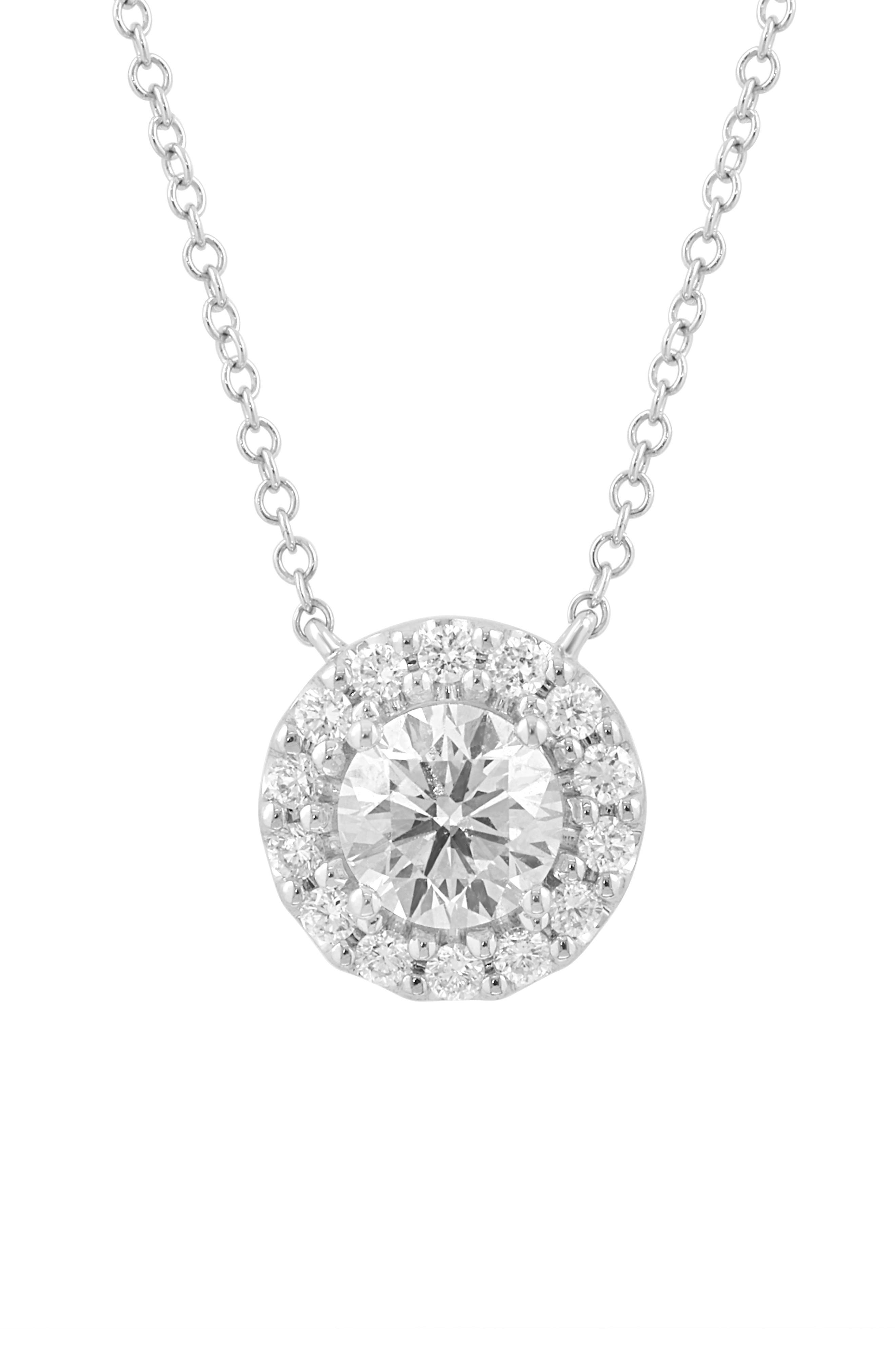 EFFY Sterling Silver Lab Grown Diamond Halo Pendant Necklace