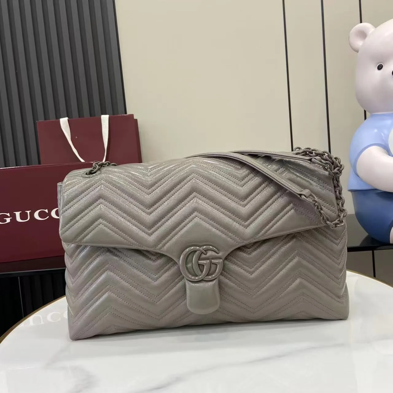 Gucci Grey Marmont GG Supreme Canvas Shoulder Bag product photo from LabelPicks