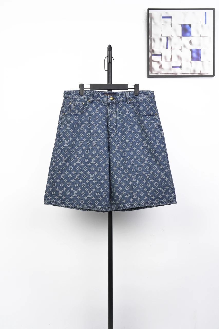 Louis Vuitton Blue Allover Jacquard Denim Shorts product photo from LabelPicks
