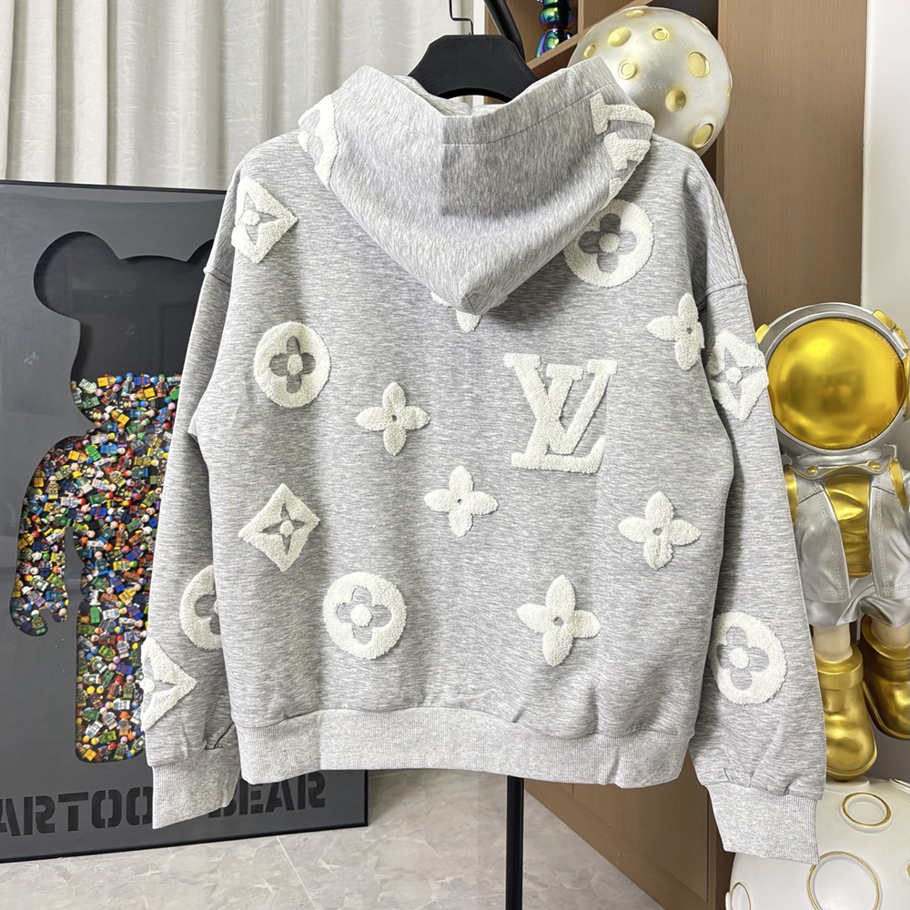 Letter Towel Embroidery Print Long Sleeve Zipper Hoodies