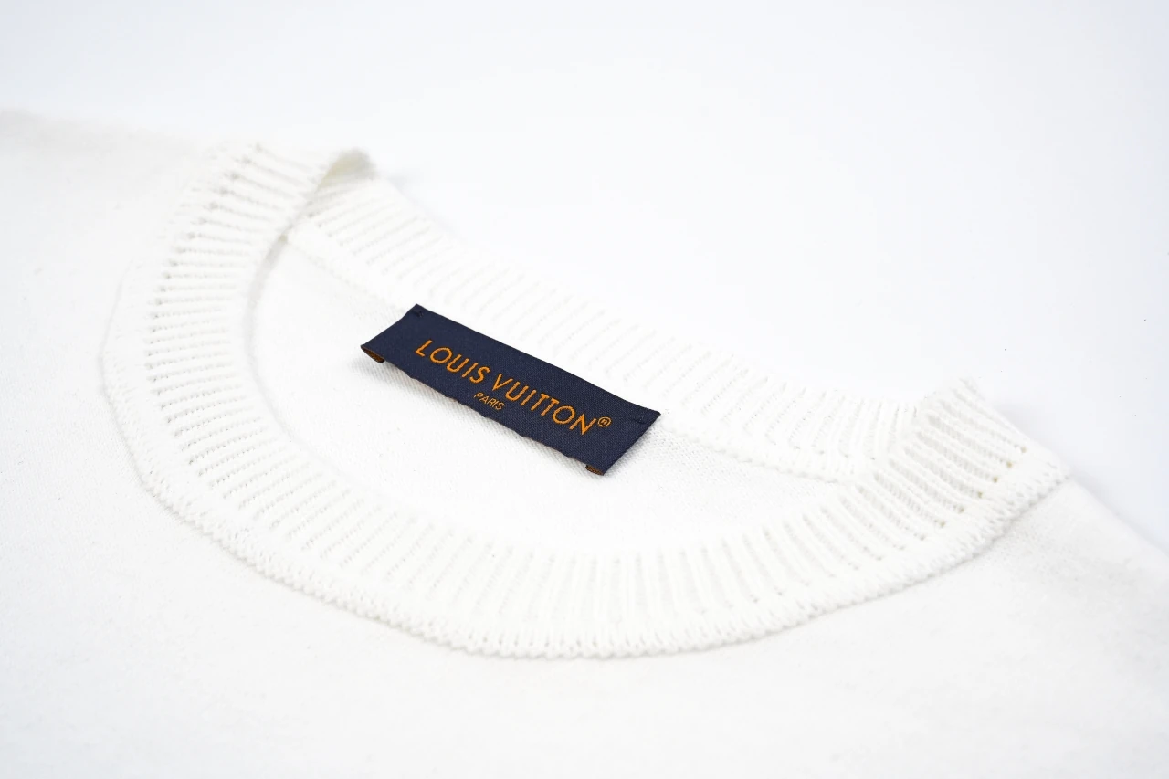 Louis Vuitton White Pin Letter Embroidered Knit T-Shirt product photo from LabelPicks