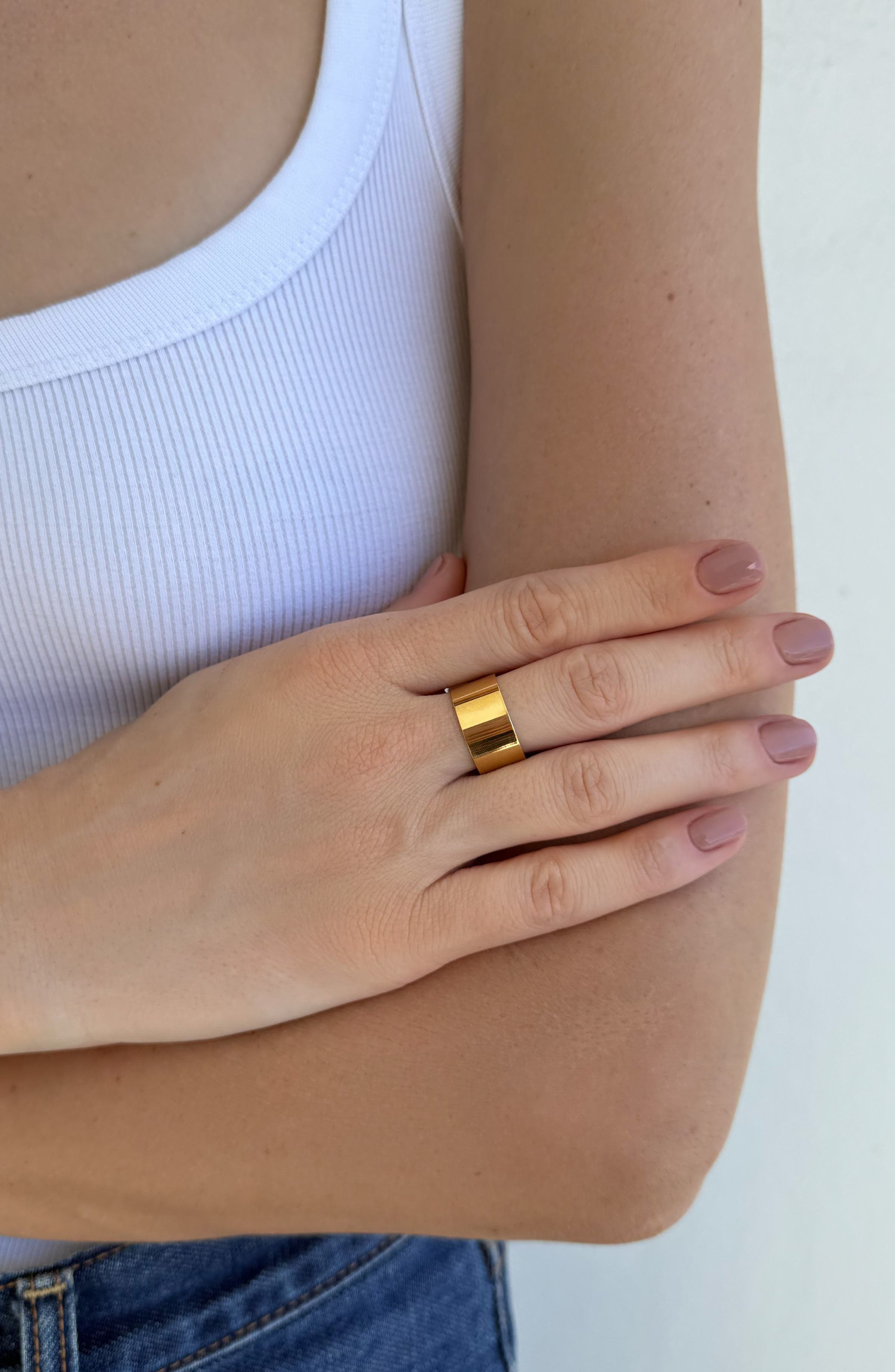 Adornia 18K Gold Plated Wide Band Ring