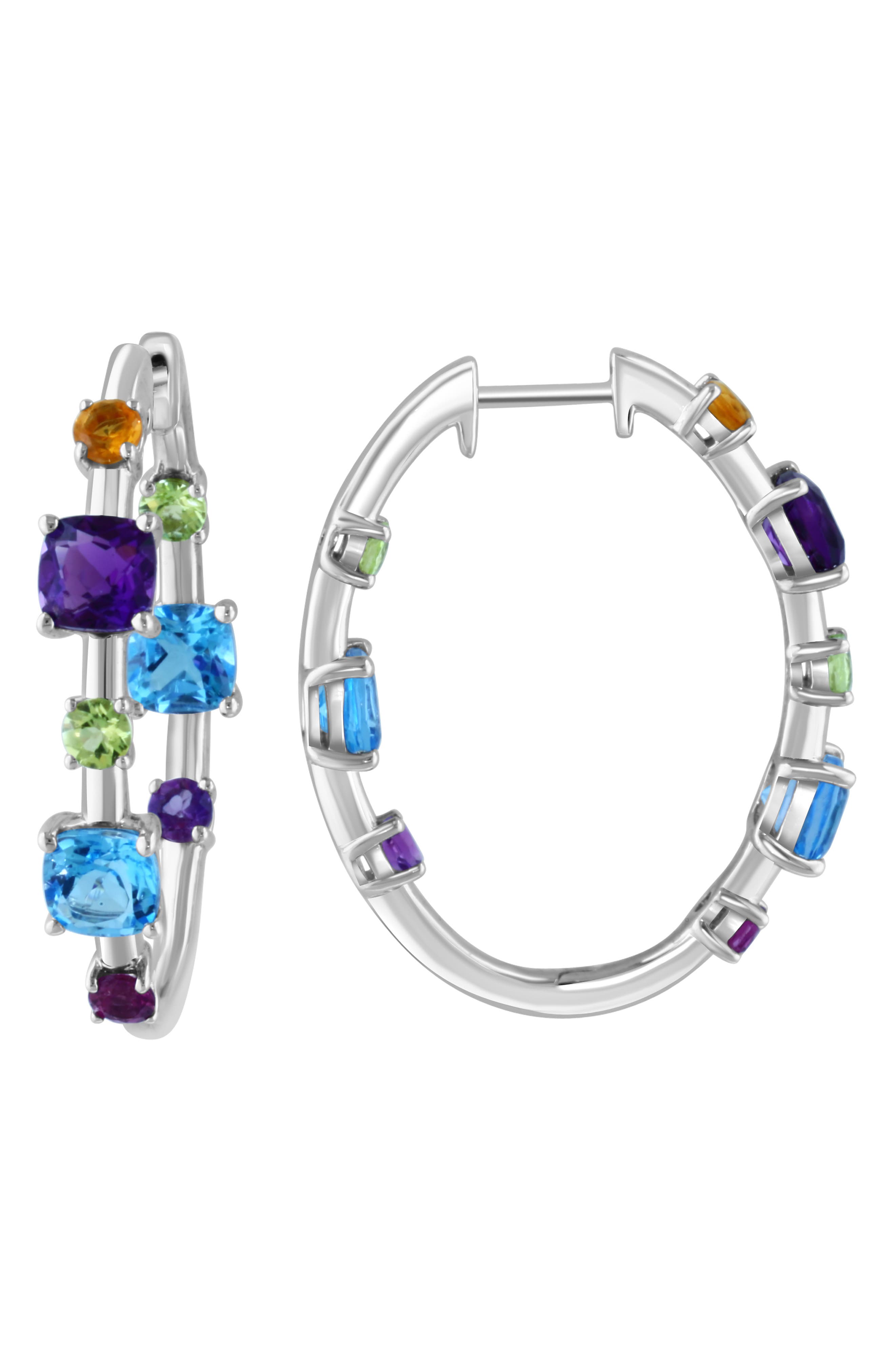 EFFY Sterling Silver Semiprecious Stone Inside Out Hoop Earrings