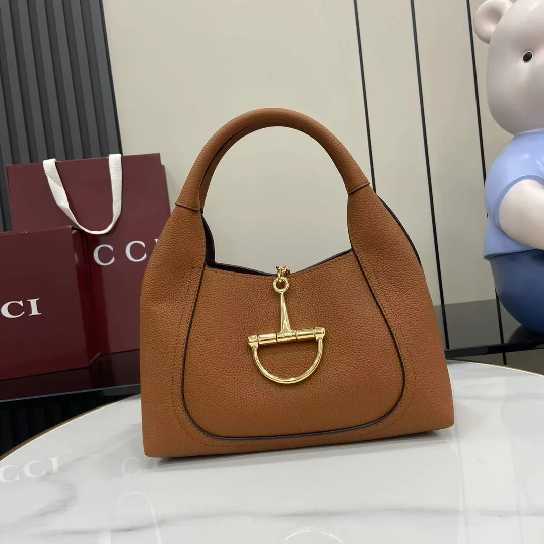 Gucci Brown Grained Leather Shoulder Bag product photo from LabelPicks