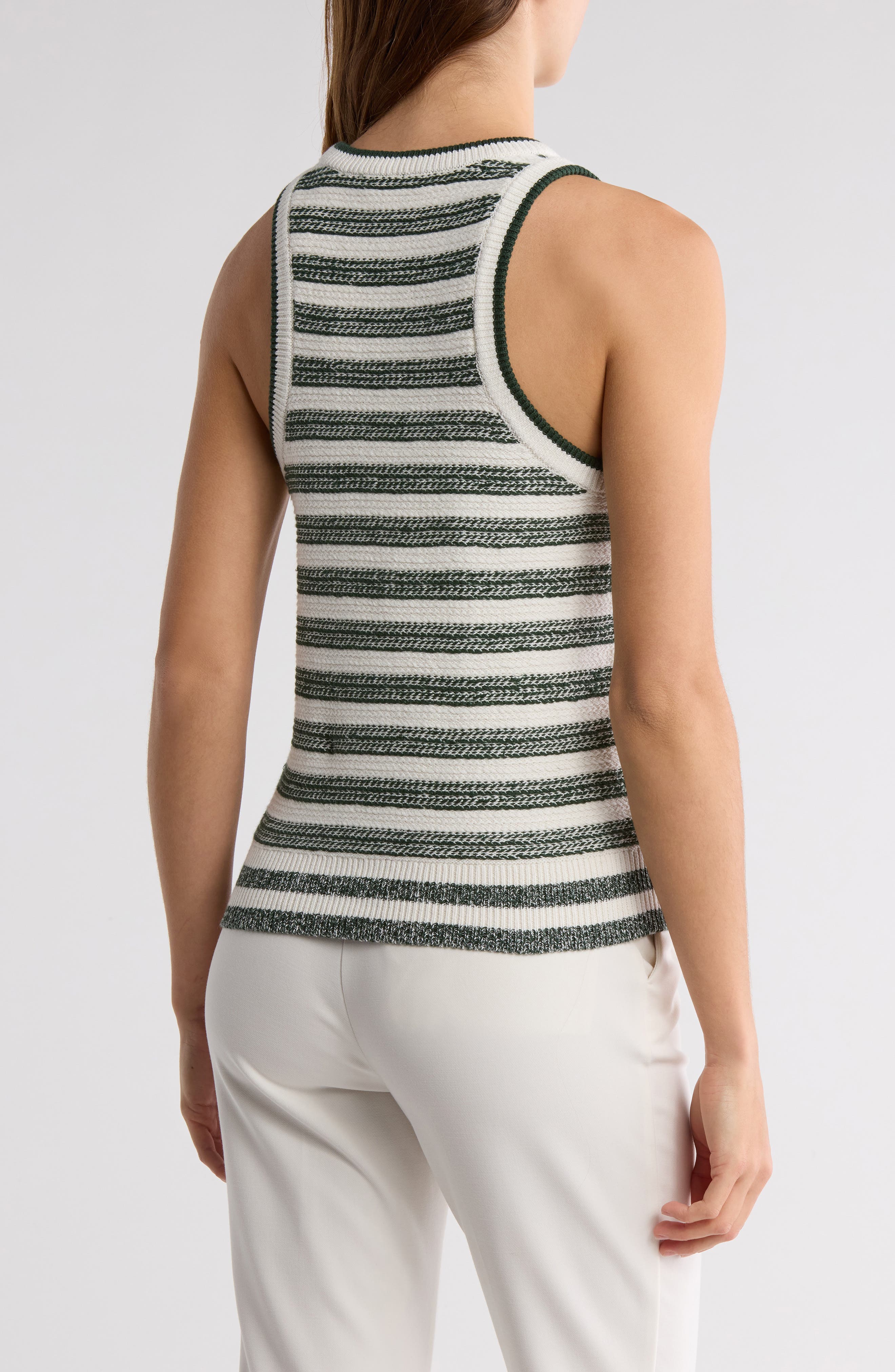 Veronica Beard Jerrel Stripe Cotton & Linen Knit Tank
