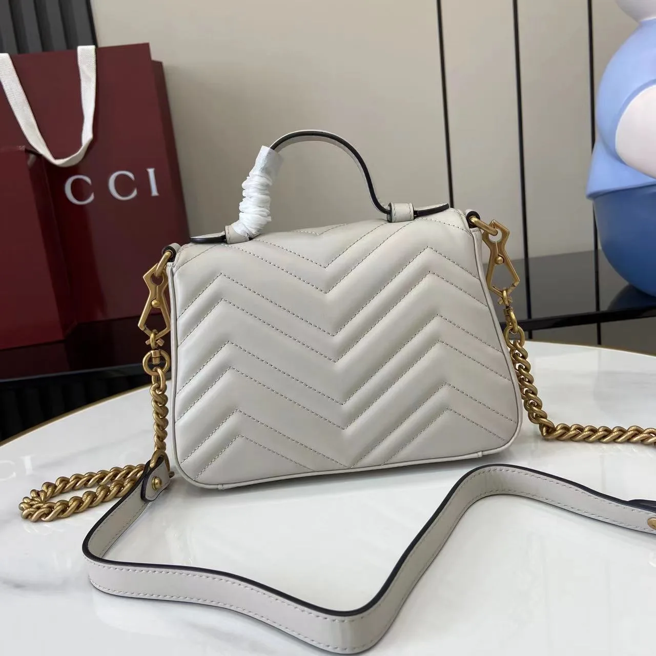 Gucci Marmont Grey GG Supreme Canvas Top Handle Bag product photo from LabelPicks