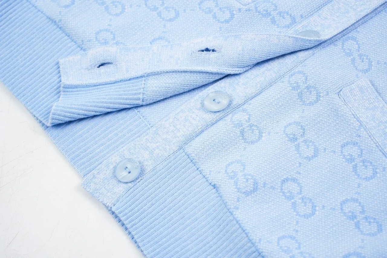 GUCCI Pale Blue GG Jacquard Cotton Cardigan product photo from LabelPicks