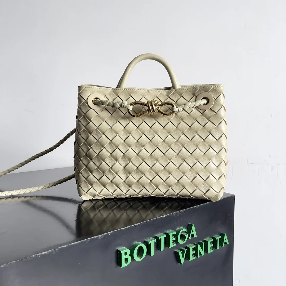 Bottega Veneta Andiamo White Intrecciato Woven Leather Top Handle Bag product photo from LabelPicks