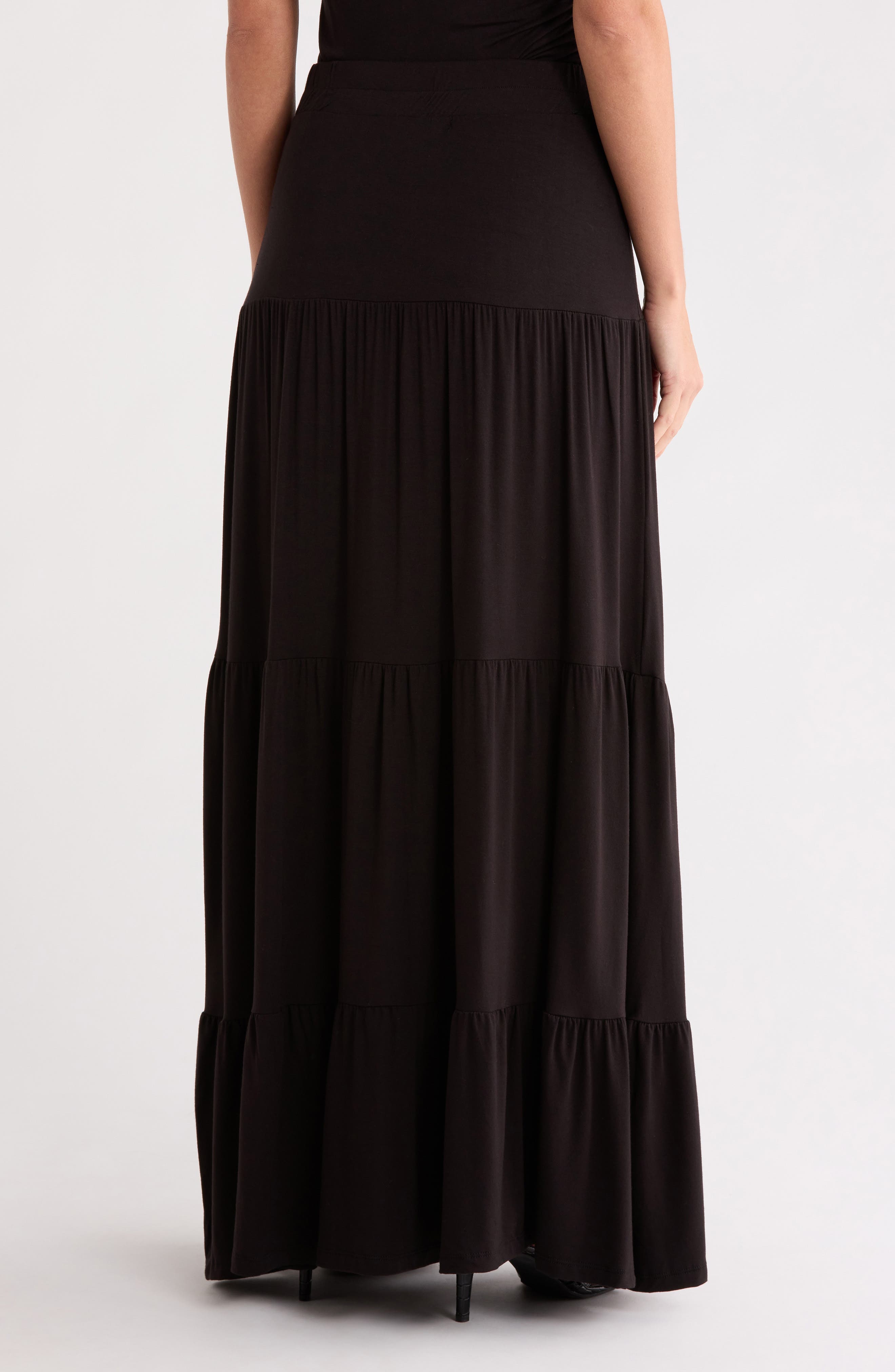 Renee C Tiered Jersey Maxi Skirt