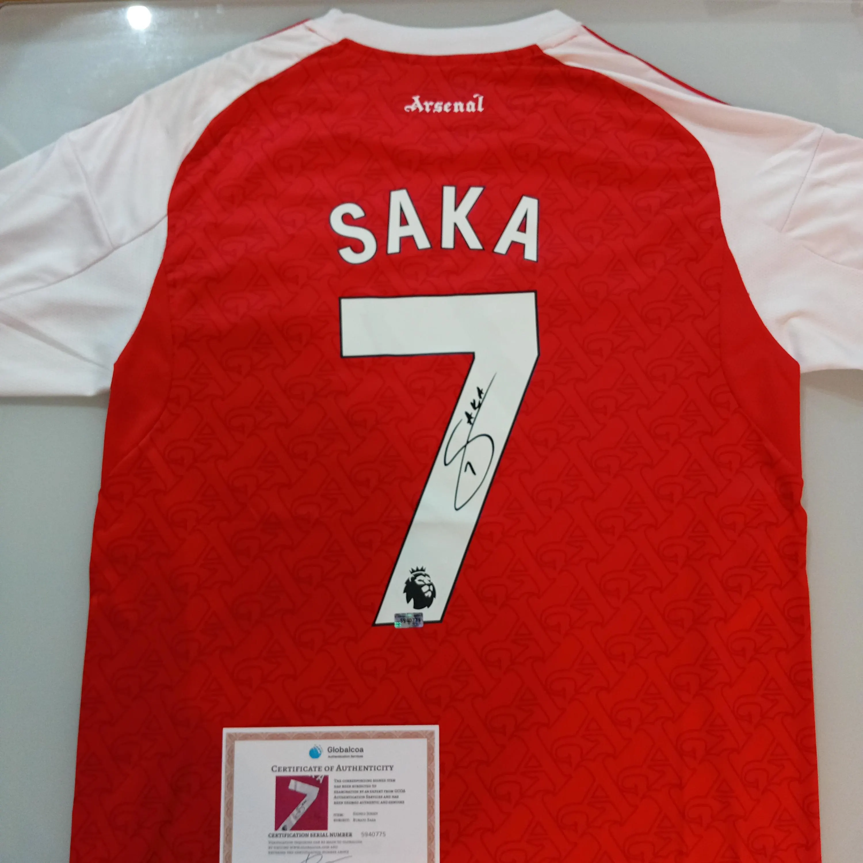 SAKA Signed Autographed Arsenal FC #7 Soccer Jersey With COA