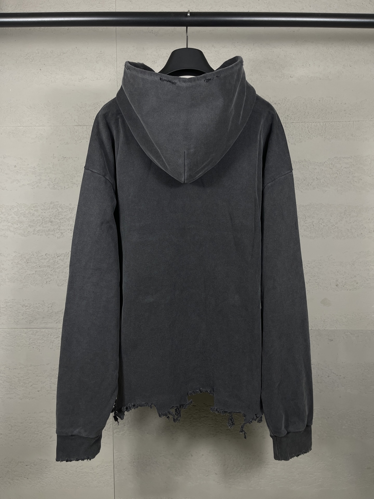 Logo Embroidery Print Washed Cut Long Sleeve Hoodies