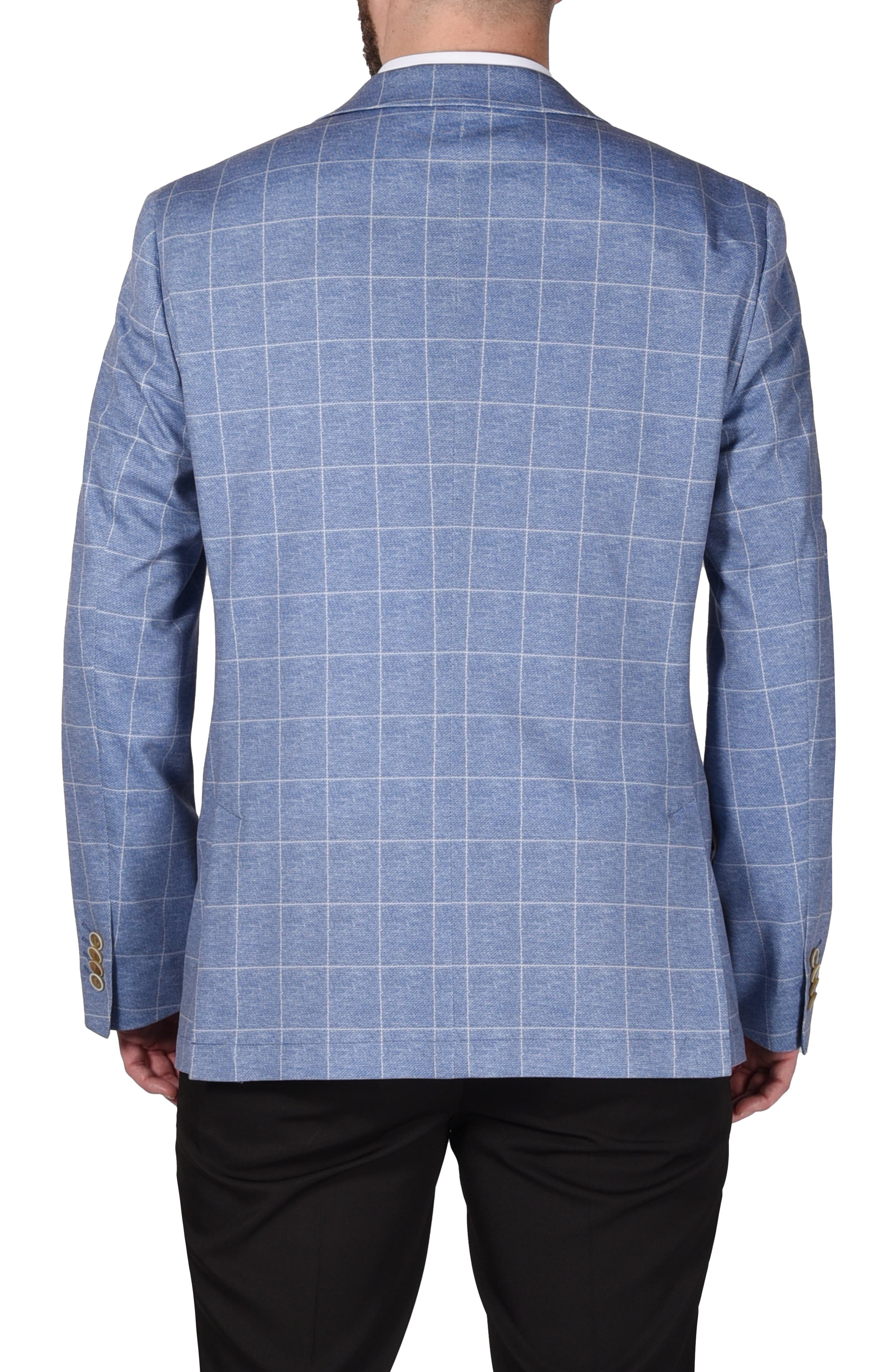 SAVILE ROW CO Blue Windowpane Knit Sport Coat