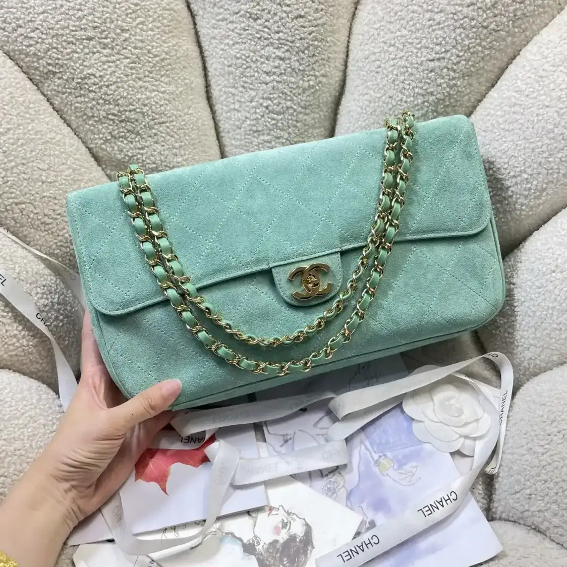 Chanel Classic Flap Green Grained Leather Shoulder Bag product photo from LabelPicks