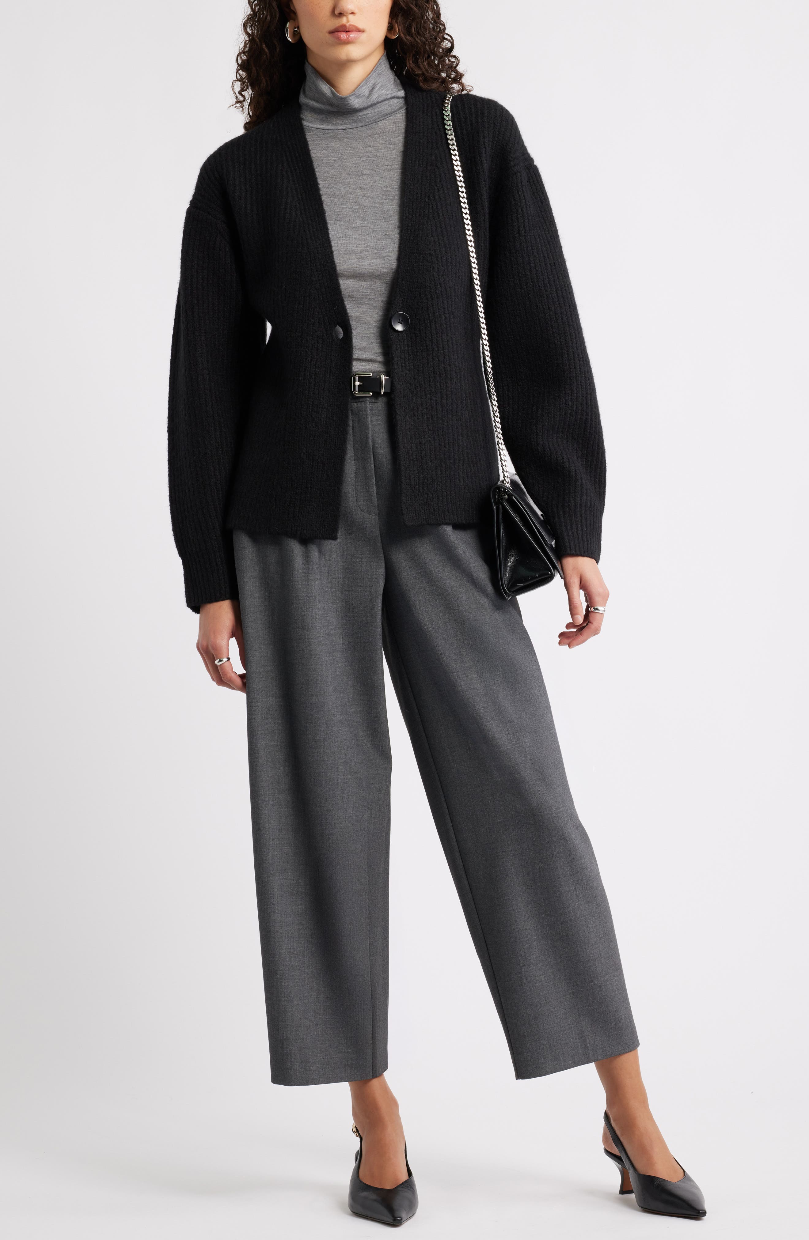 Nordstrom One-Button V-Neck Rib Cardigan
