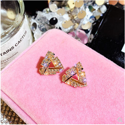 Earrings female triangle temperament personality versatile fashion retro small earrings