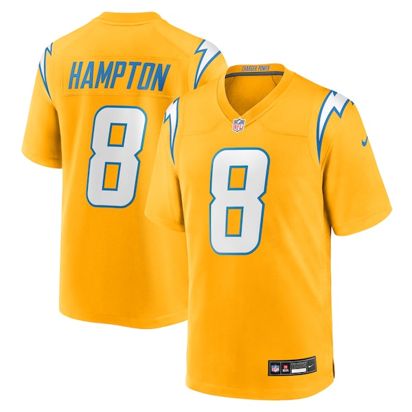 Omarion Hampton Los Angeles Chargers Nike Alternate Charger Power Game Player Jersey - Gold/Powder Blue