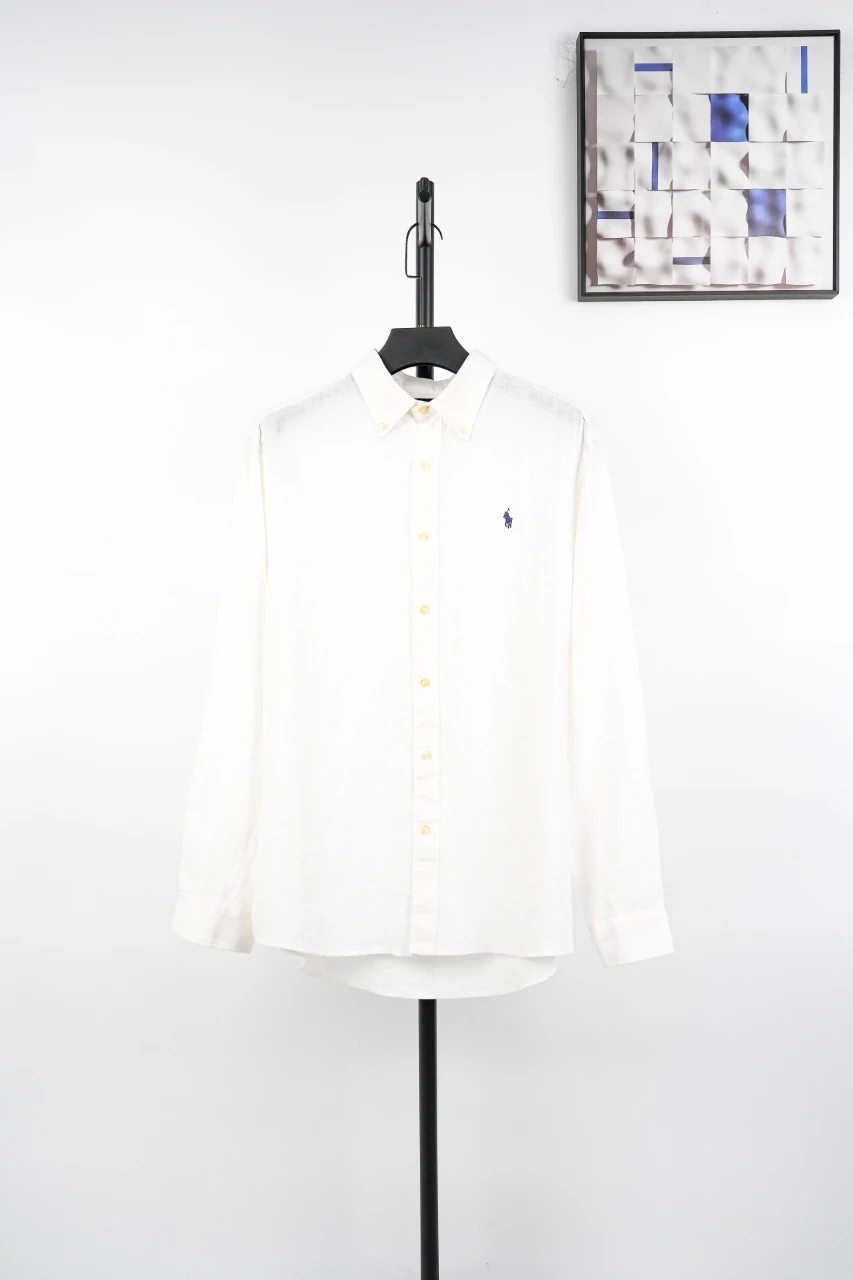 Ralph Lauren White Pony Embroidered Linen Long Sleeve Shirt product photo from LabelPicks