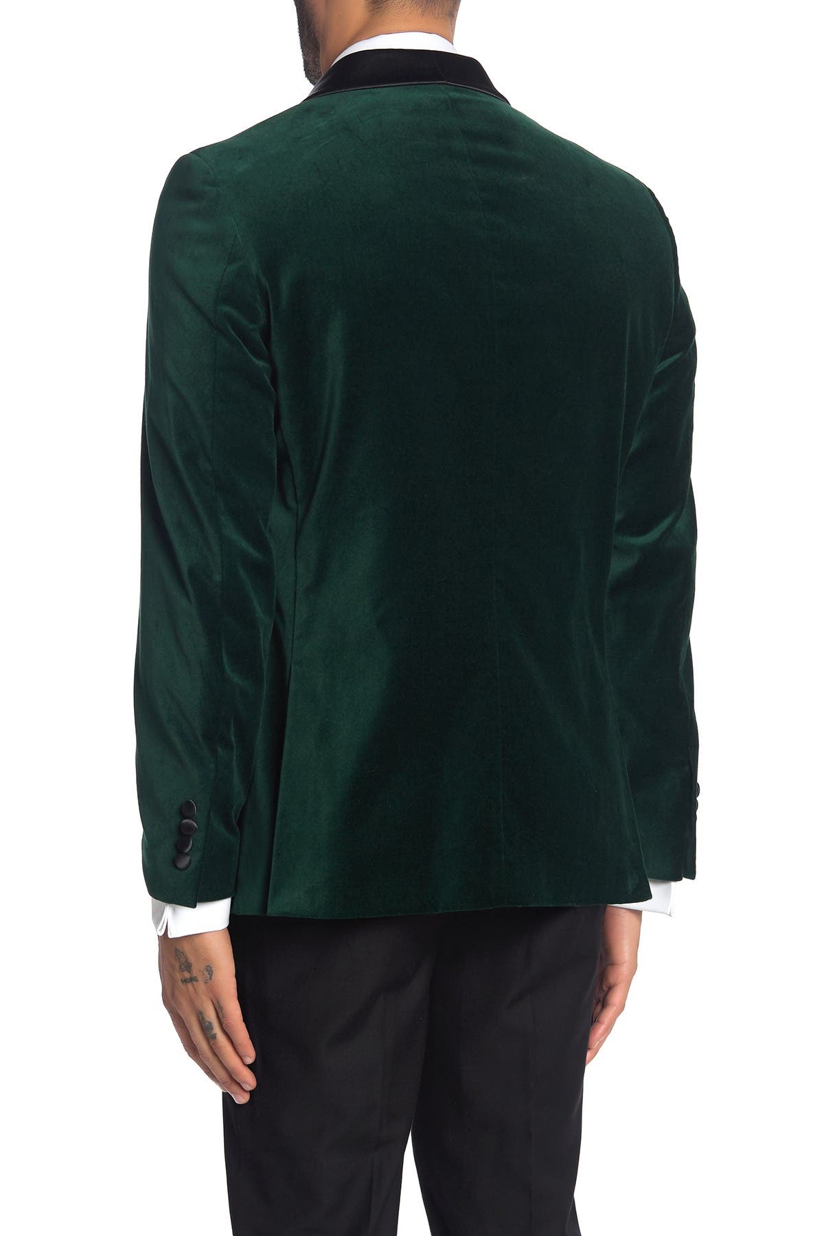 SAVILE ROW CO Emerald Shawl Collar One Button Velvet Suit Separate Sport Coat