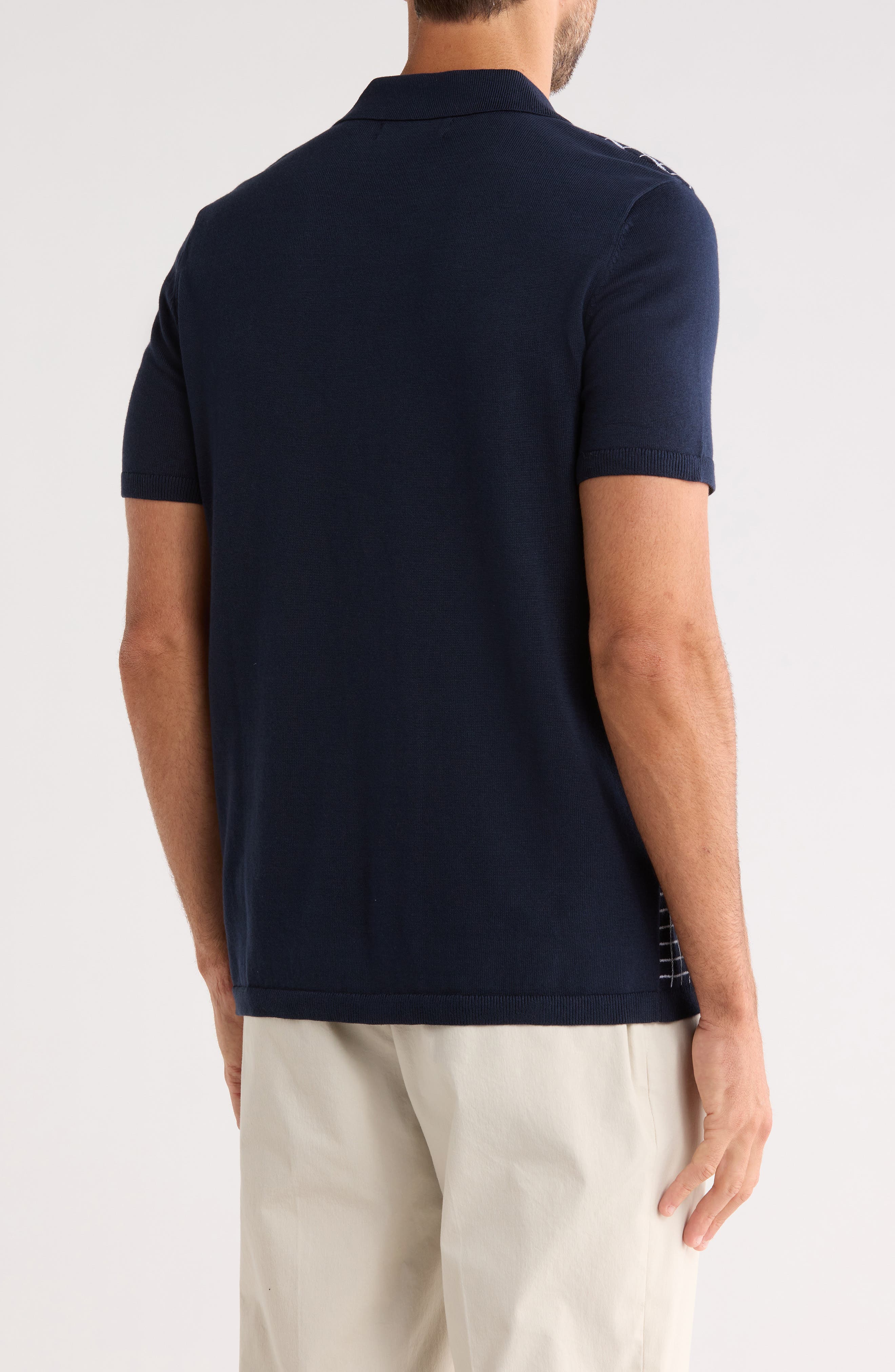 Original Penguin Grid Chainstitched Knit Camp Shirt