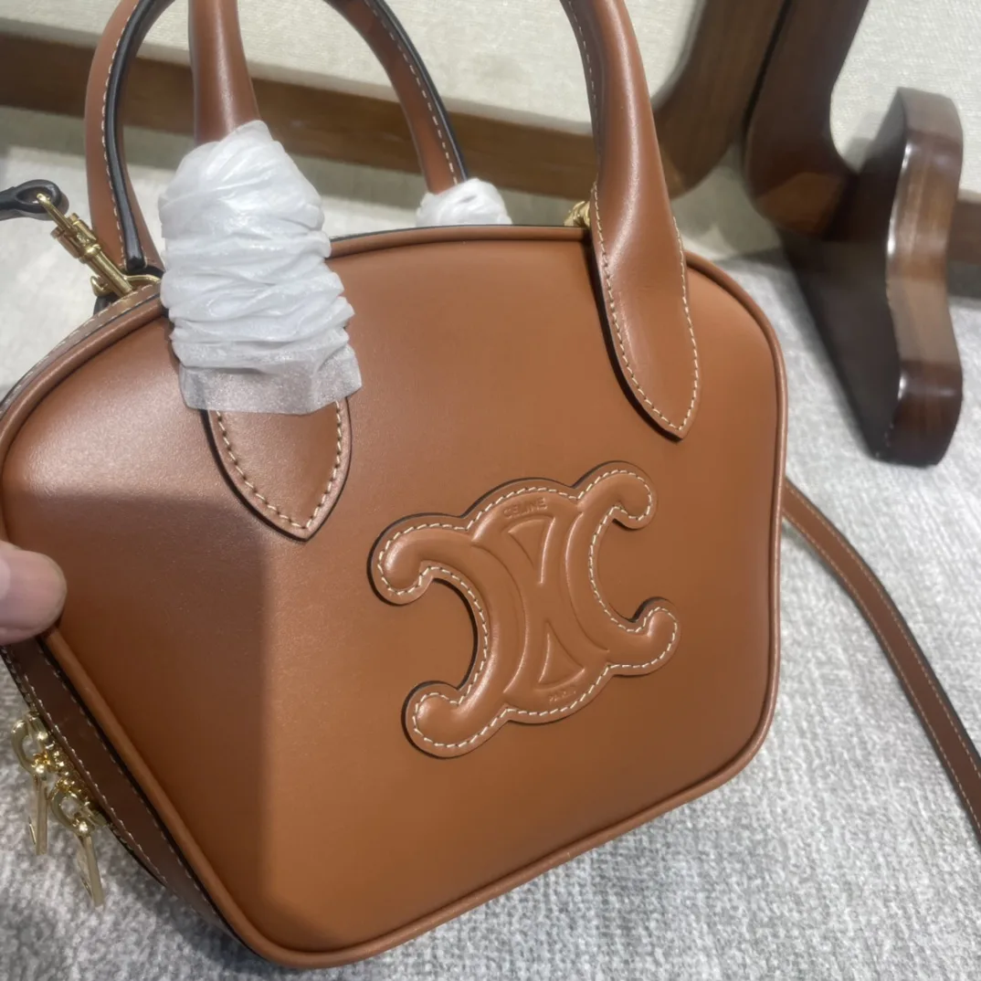 Celine Brown Triomphe Calfskin Top Handle Bag product photo from LabelPicks