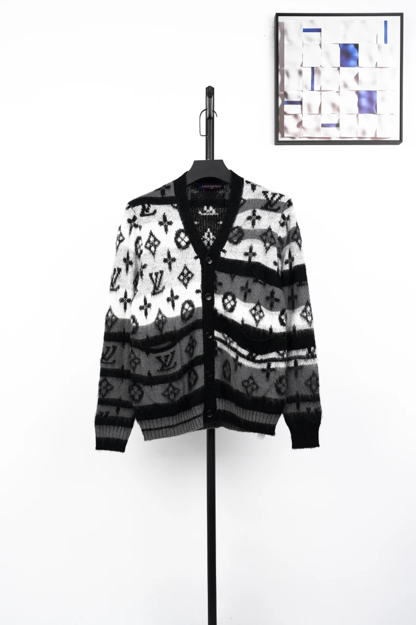 Louis Vuitton Black White Monogram Mohair Blend Cardigan product photo from LabelPicks