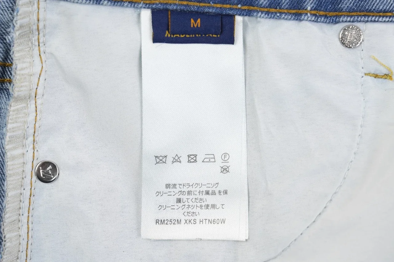 Louis Vuitton Light Blue Stitch Letter Embroidered Denim Pants product photo from LabelPicks
