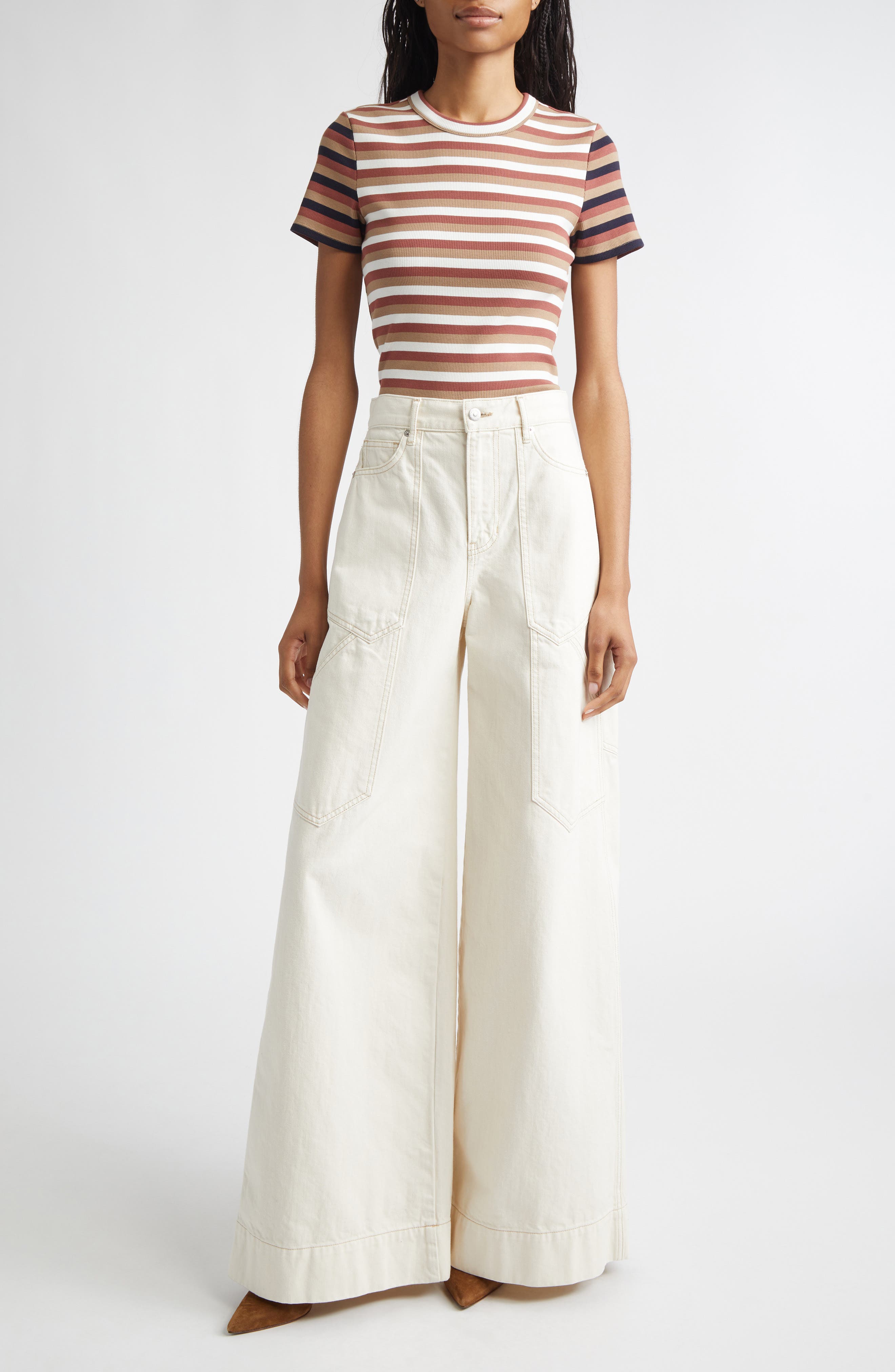 Veronica Beard Pruitt Stripe Rib T-Shirt