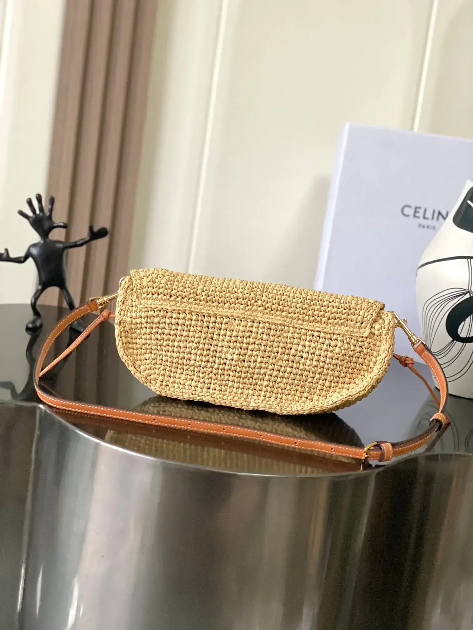 Celine Triomphe Straw Woven Crossbody Bag product photo from LabelPicks