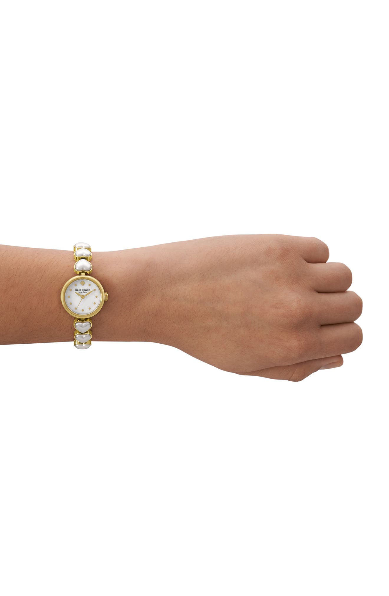 Kate Spade New York monroe imitation pearl heart bracelet watch, 24mm