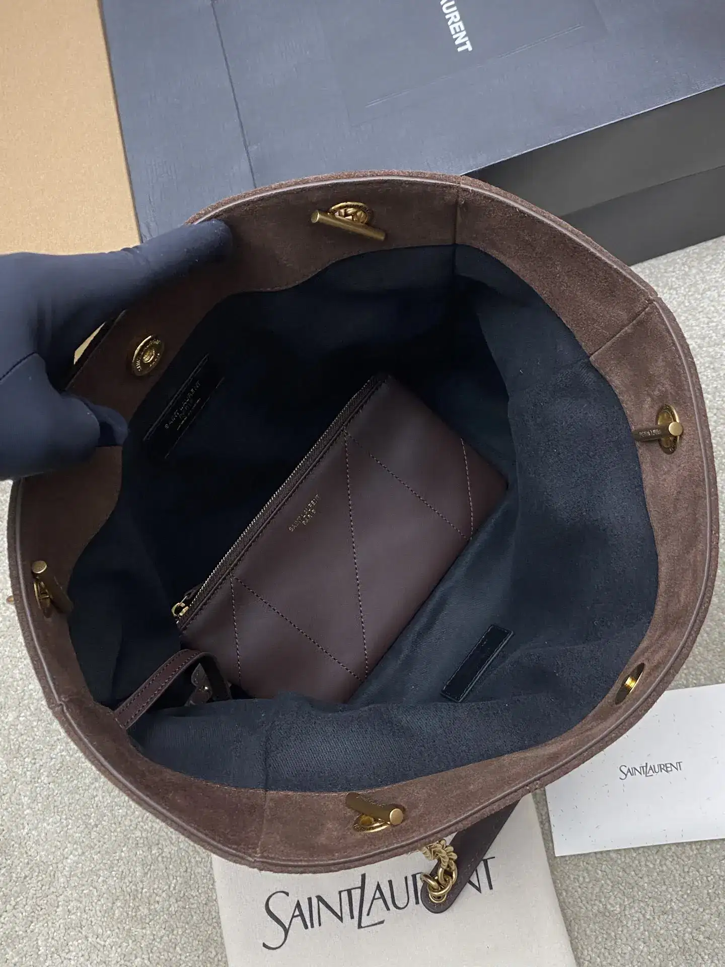 Saint Laurent Brown Jamie Lambskin Bucket Bag product photo from LabelPicks