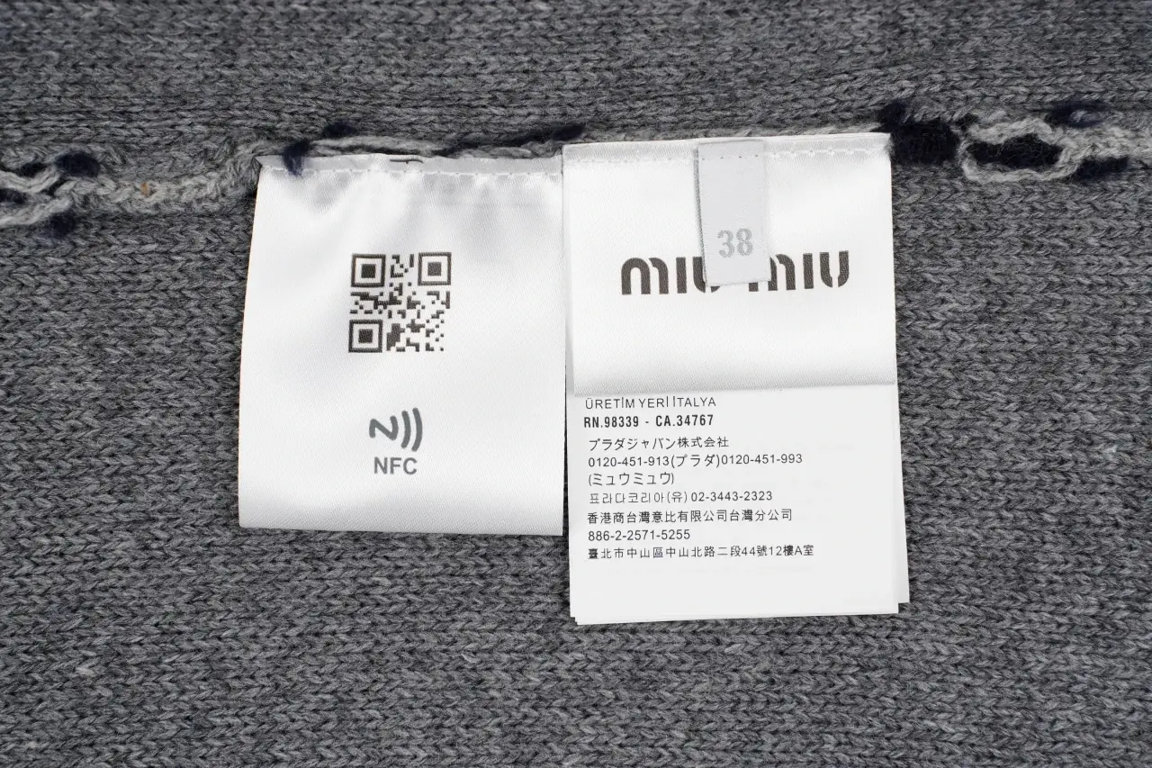 Miu Miu Grey Black Stripe Cashmere Cardigan product photo from LabelPicks