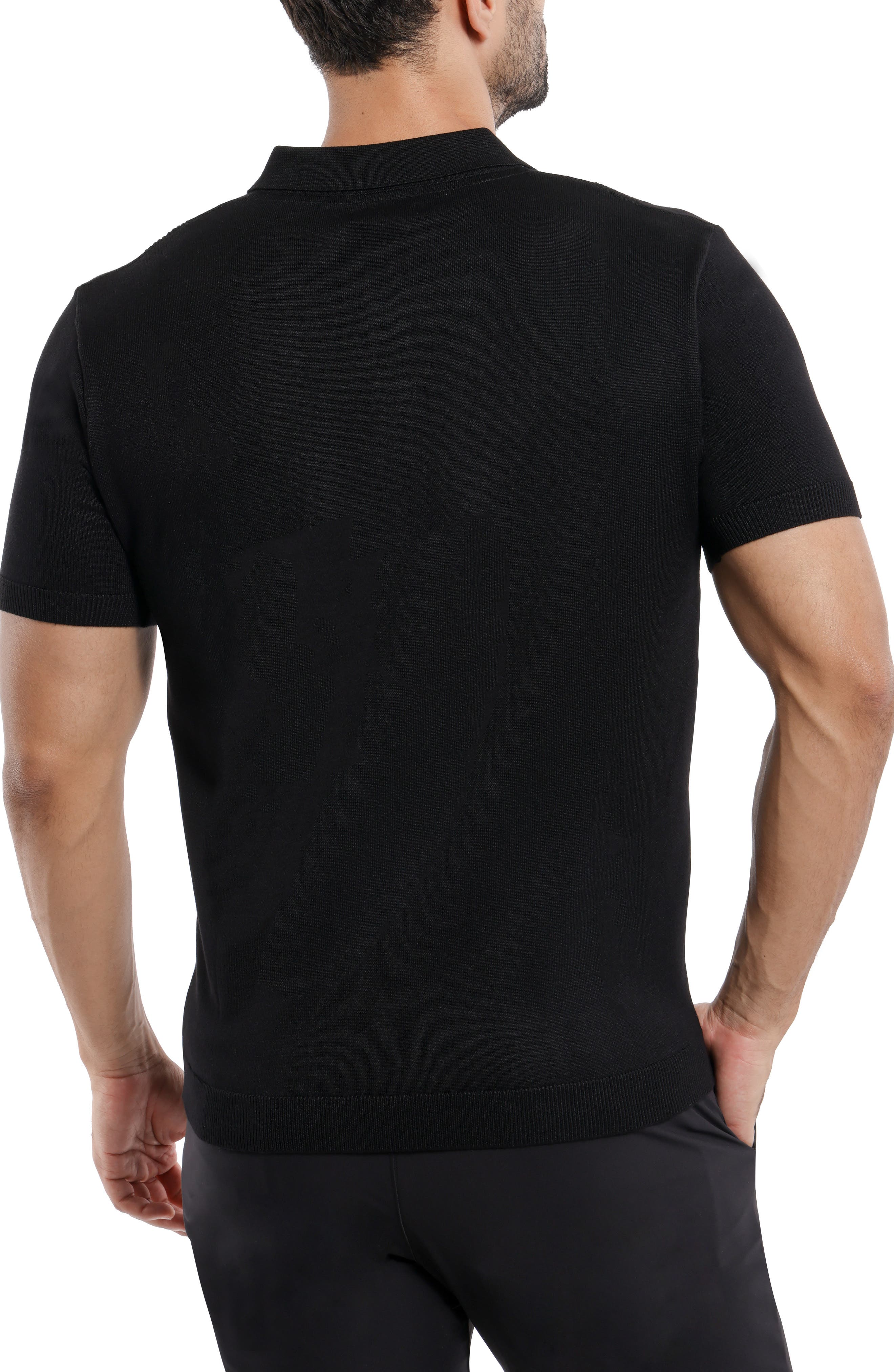 Spring + Mercer Textured Short Sleeve Button-Up Sweater