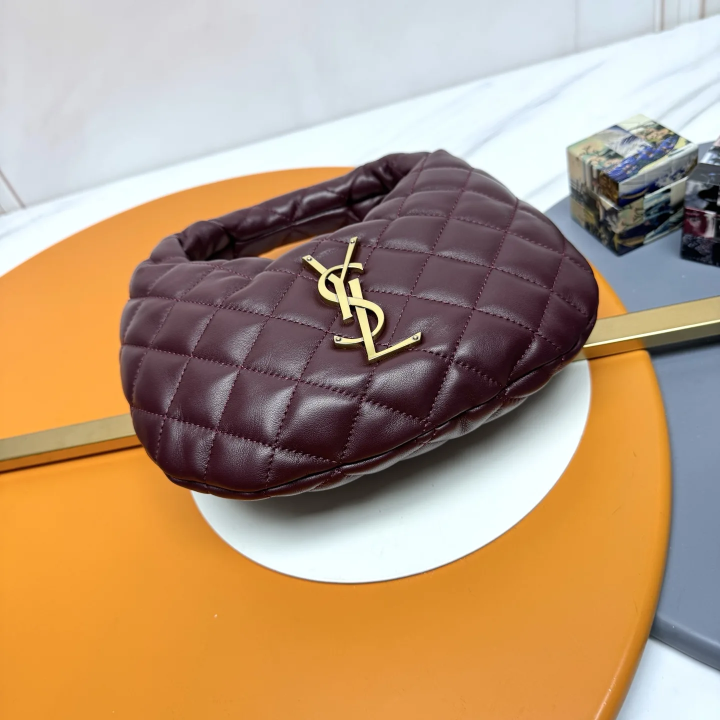 Saint Laurent Icare Burgundy Lambskin Hobo Bag product photo from LabelPicks