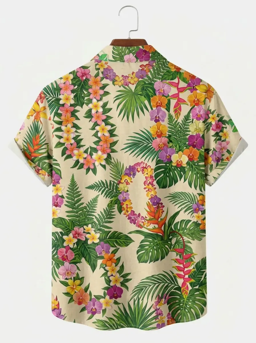 Men's printed shirts Tropical Orchid Lei Aloha Shirt