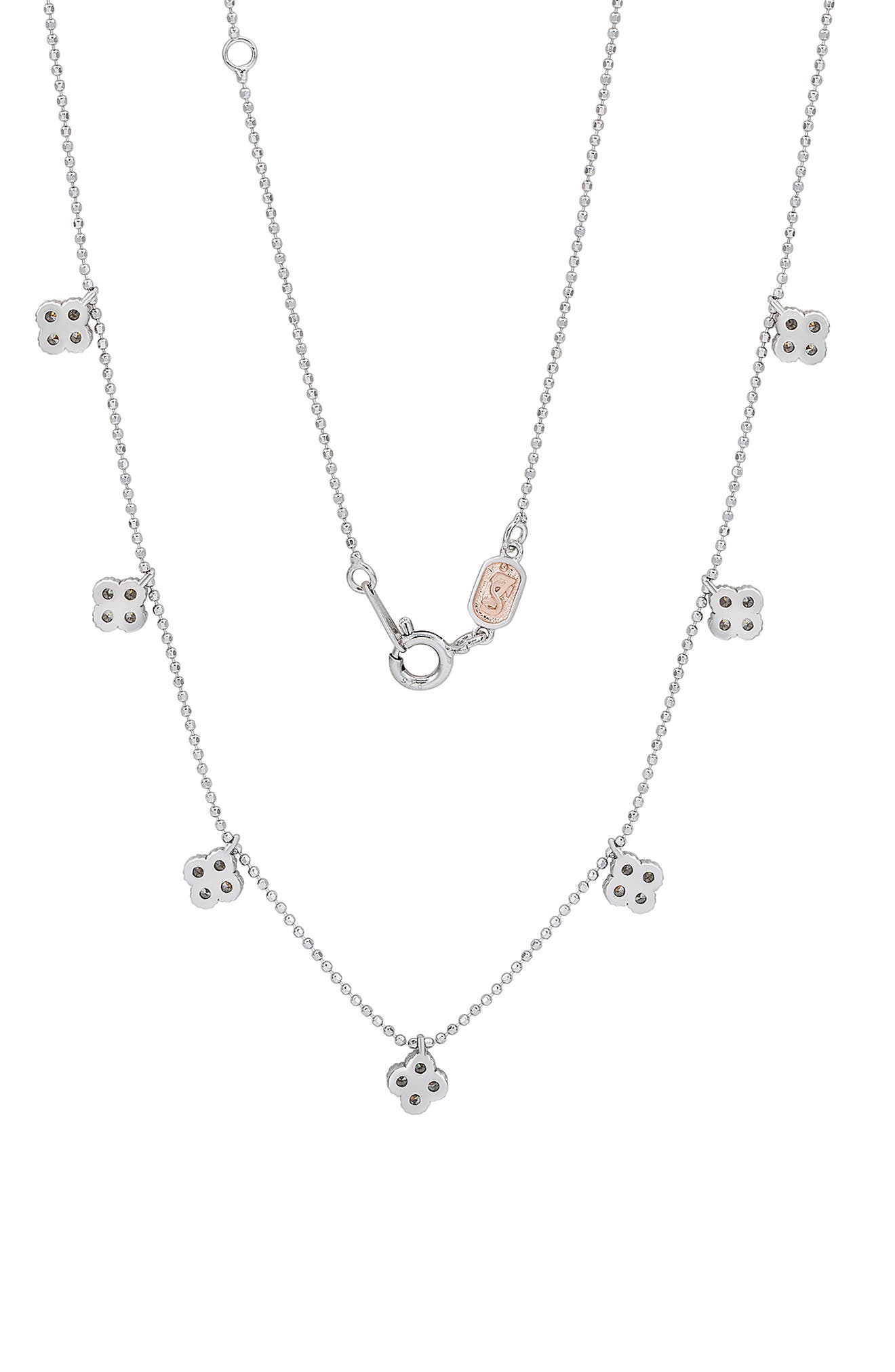 SUZY LEVIAN Cubic Zirconia Pavé Clover Station Necklace
