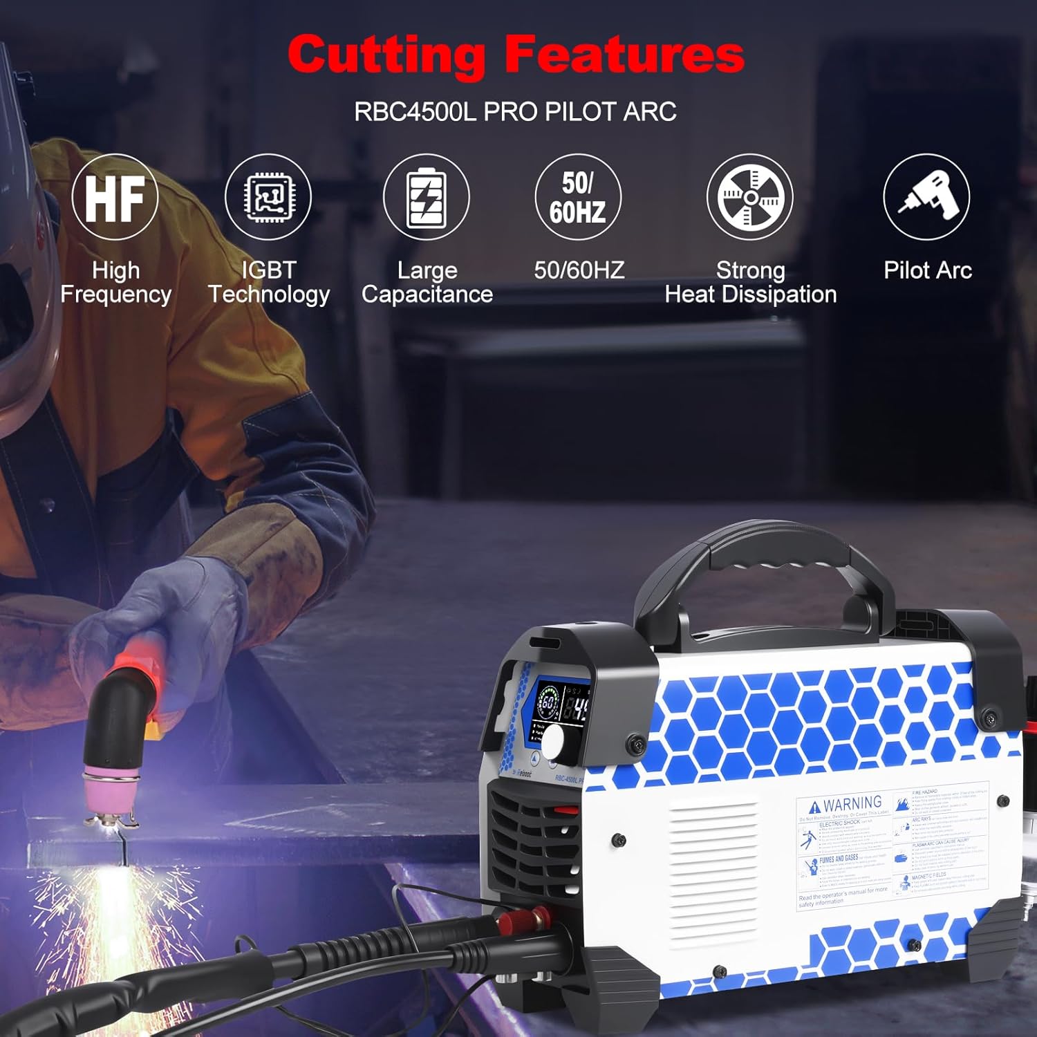 Reboot 45Amp IGBT Plasma Cutter with Torch, Non-Contact Pilot Arc Portable Cutting Machine Cuts Steel Stainless Copper Aluminium (8-10mm) for Farm Auto Repair DIY