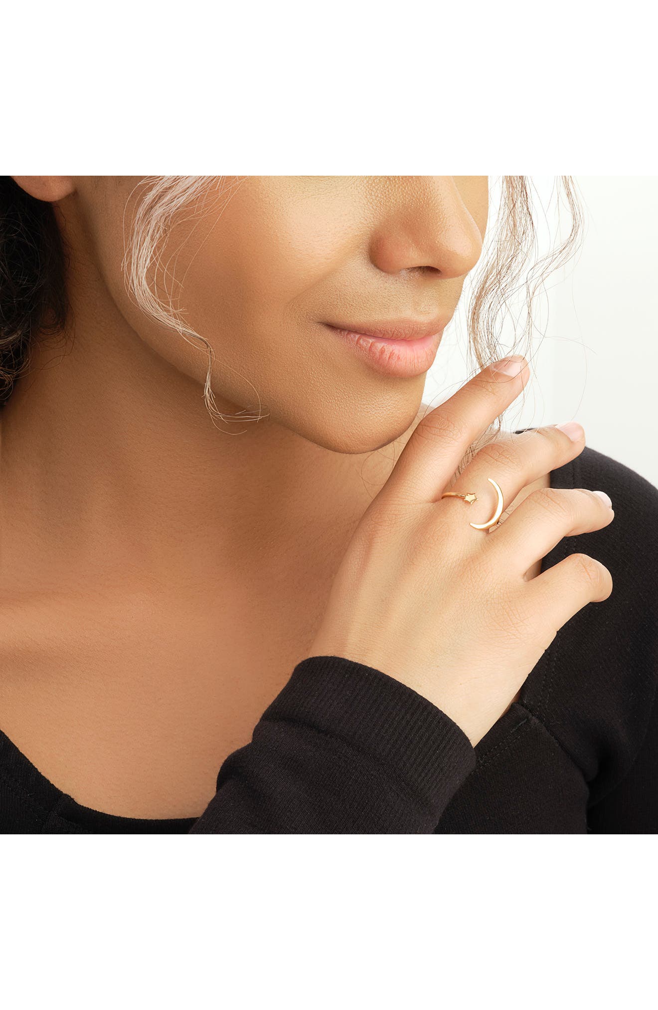 Sterling Forever 14K Gold Vermeil Crescent Moon Open Ring