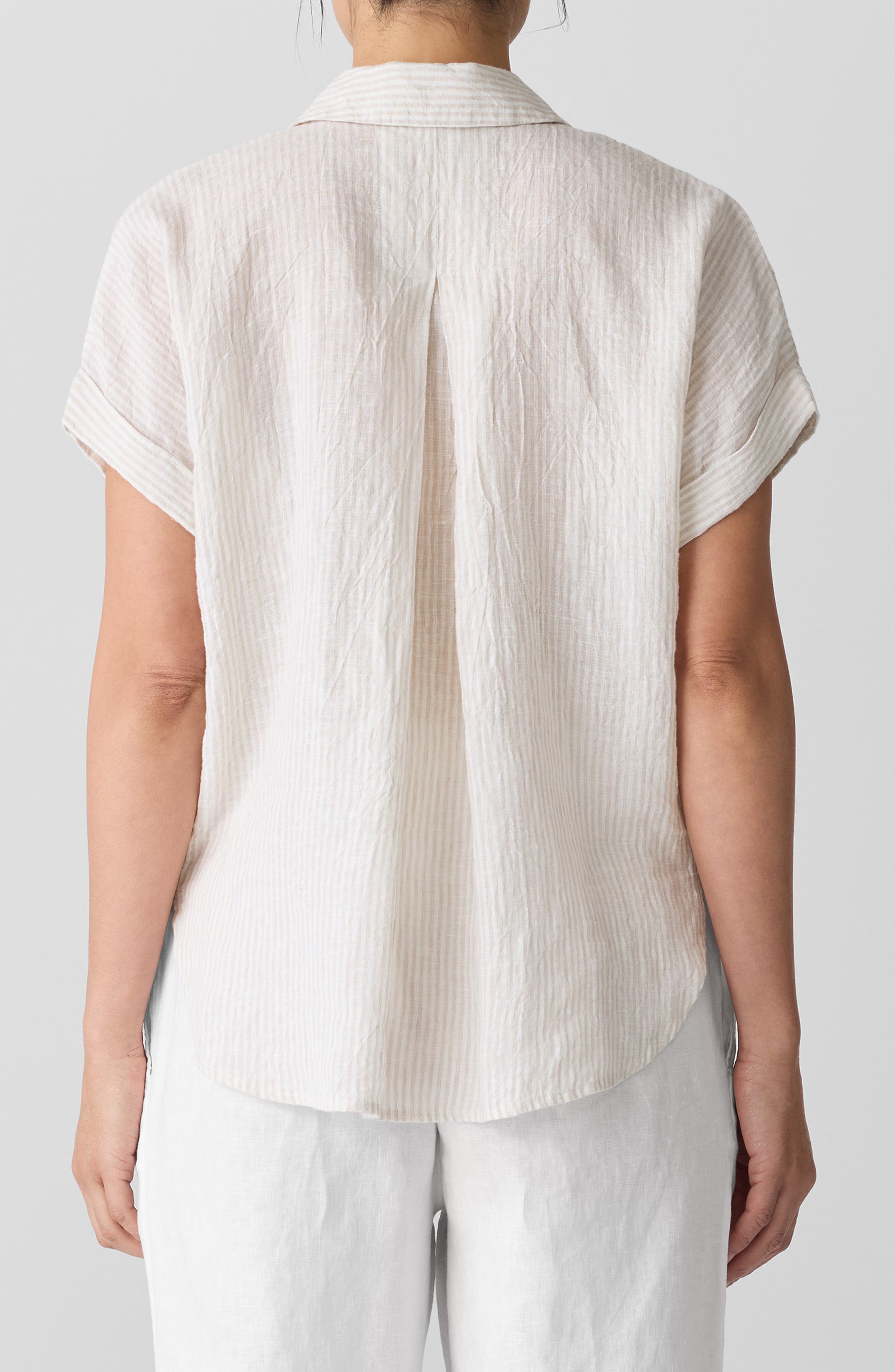 Eileen Fisher Notched Collar Organic Linen Top