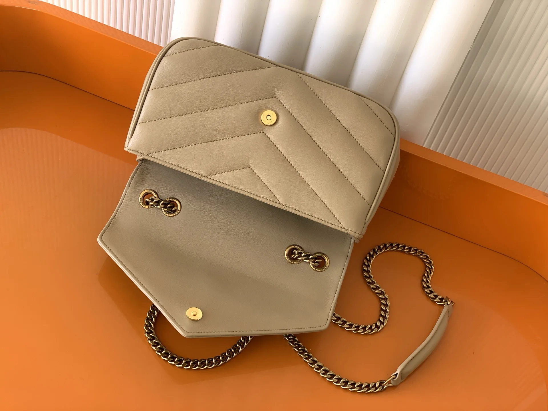 Saint Laurent Beige Loulou Lambskin Shoulder Bag product photo from LabelPicks