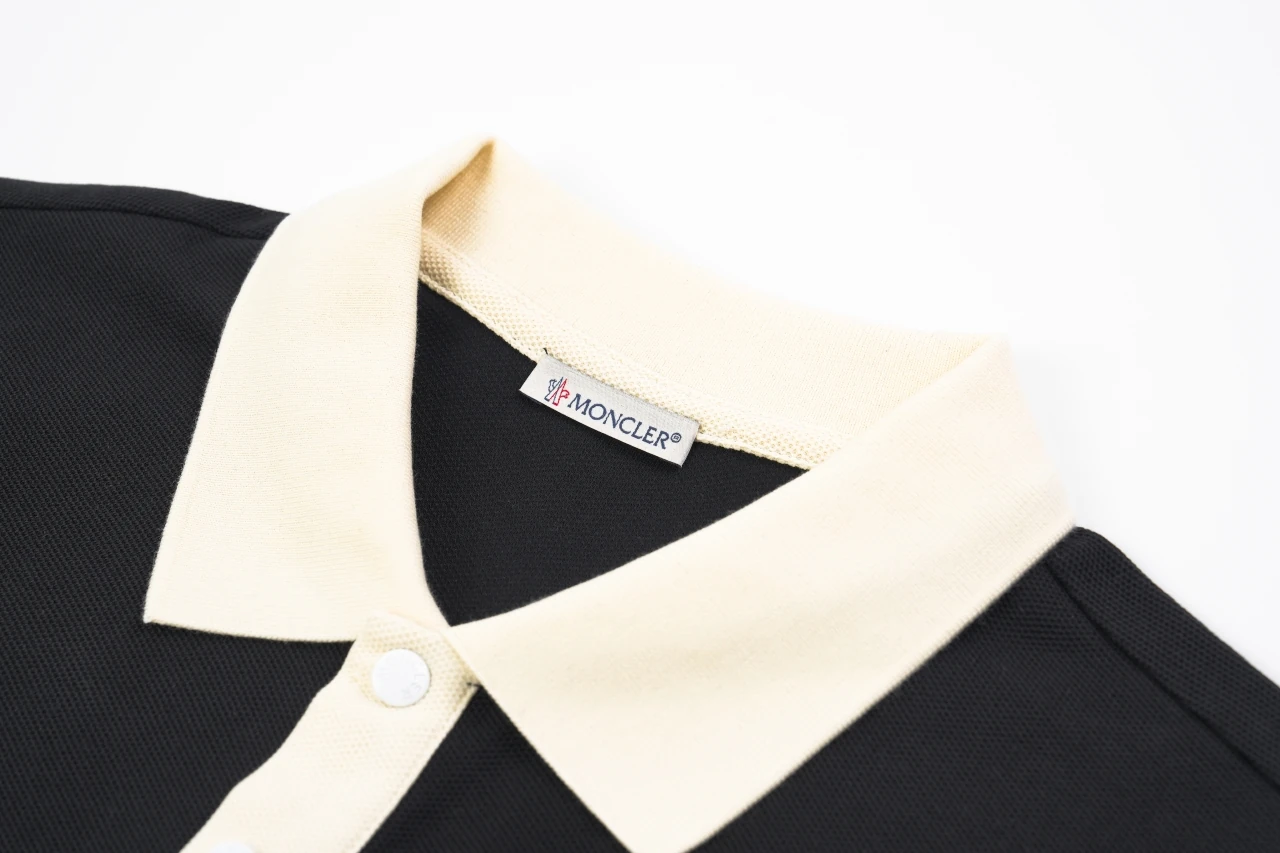 Moncler Black Contrast-Collar Snap Polo Shirt product photo from LabelPicks