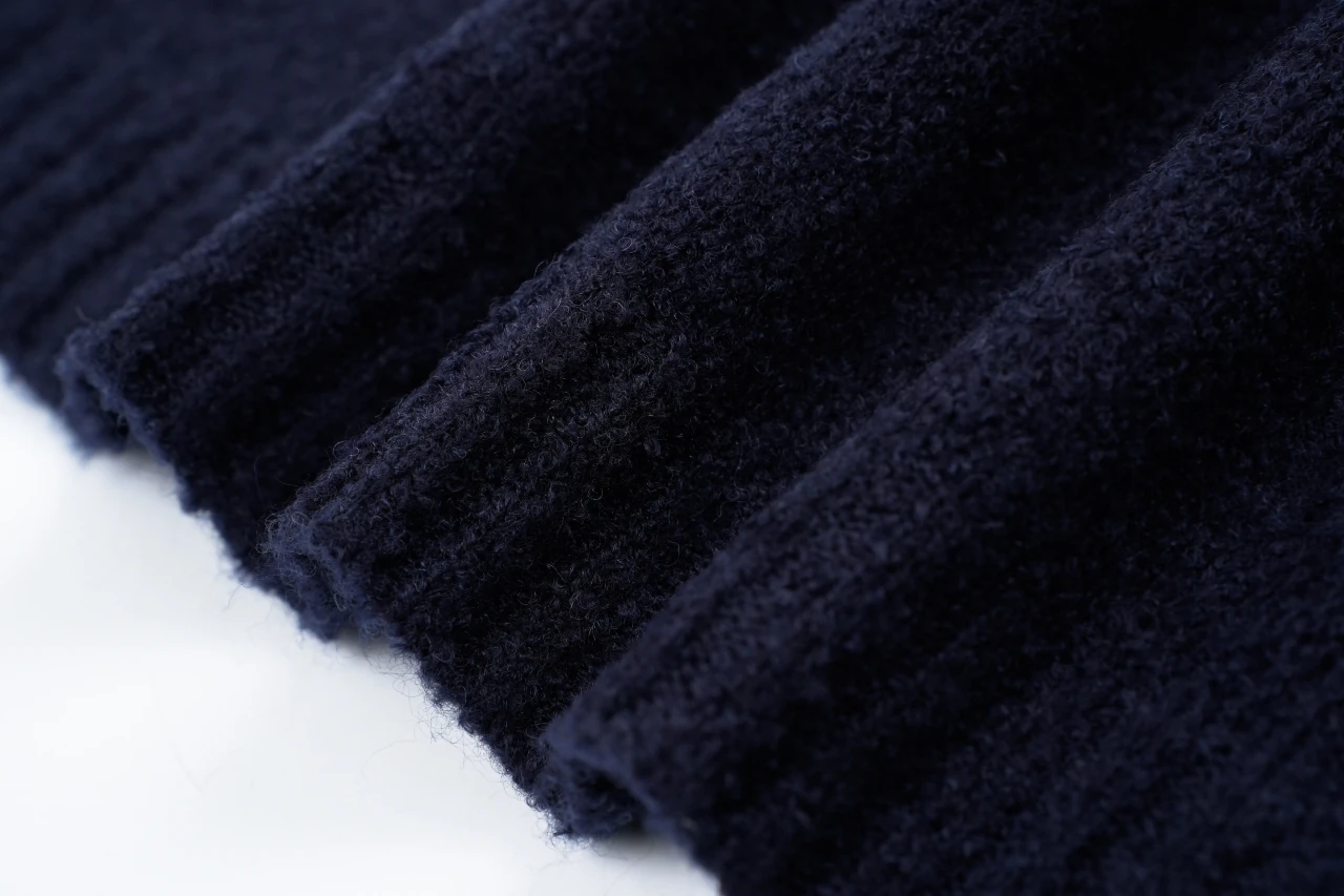 Miu Miu Navy Boucle Wool Crewneck Sweater product photo from LabelPicks