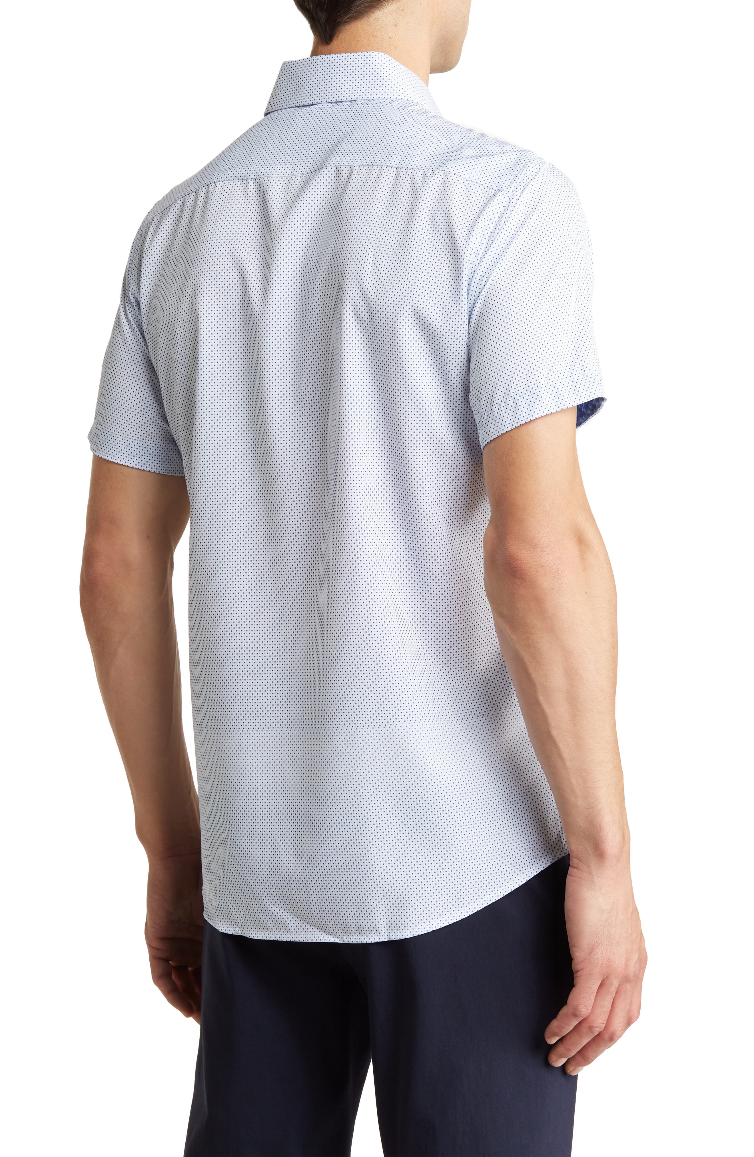 TOM BAINE Slim Fit Short Sleeve Performance Stretch Button-Up Shirt
