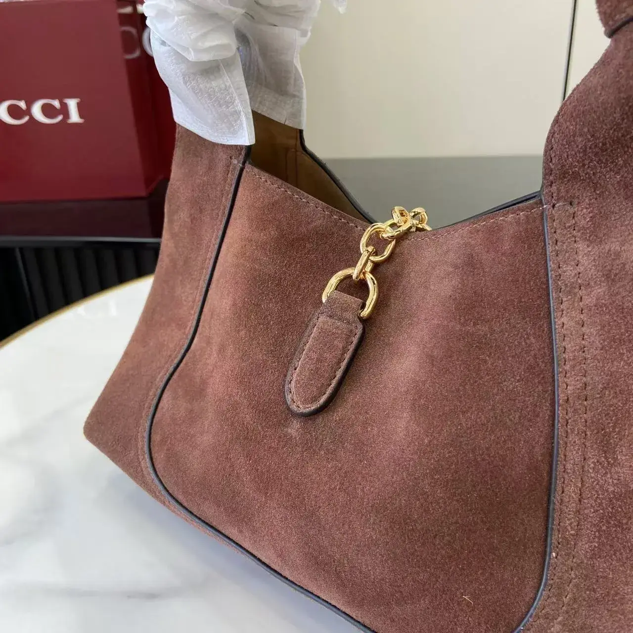Gucci Suede Leather Shoulder Bag product photo from LabelPicks