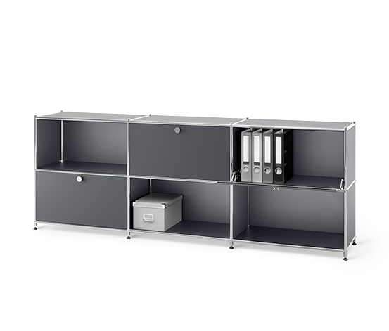 Sideboard Metall »CN3« mit 3 versetzbaren Klappenfächern, grau