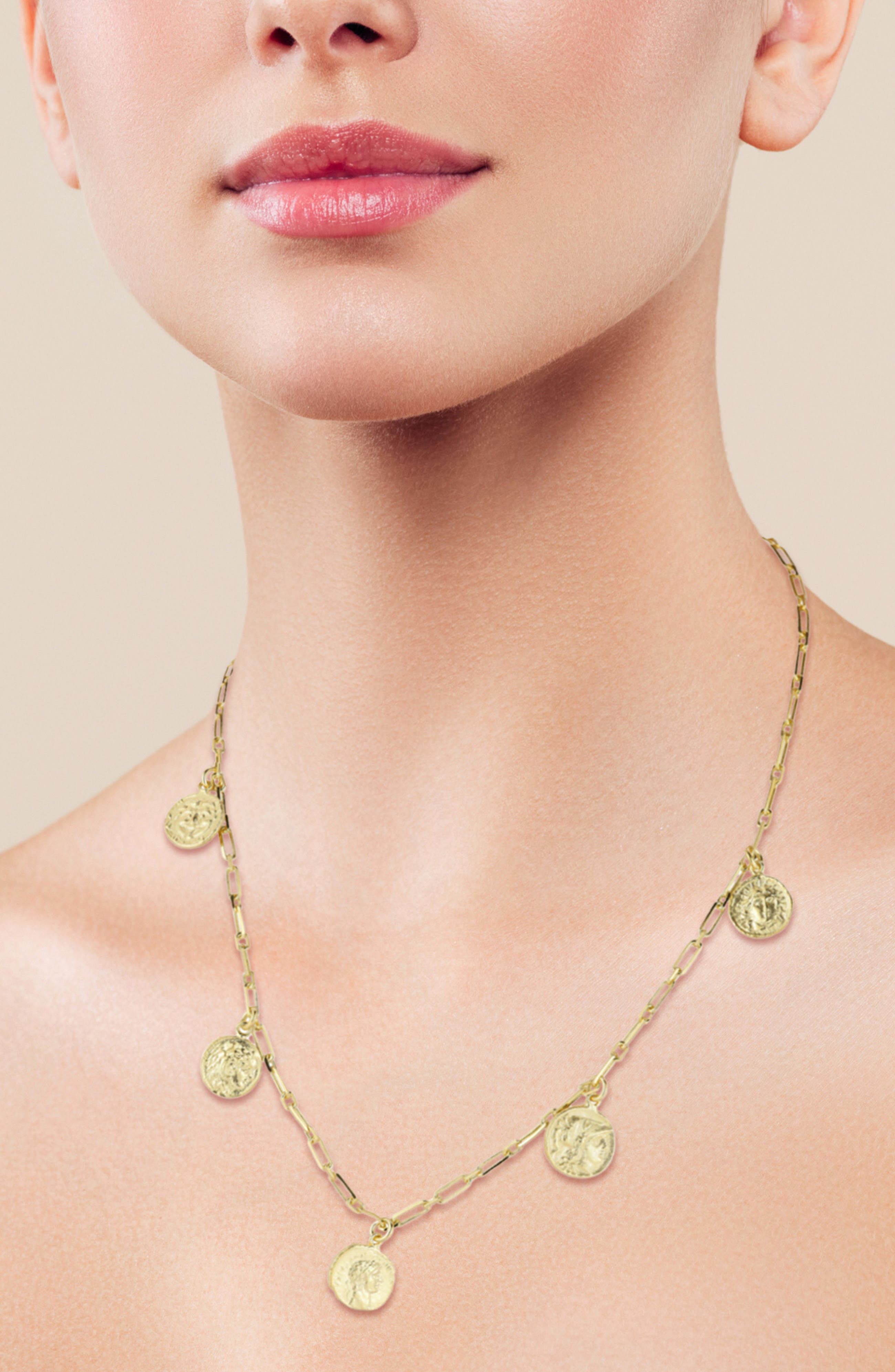 SPHERA MILANO 14K Gold Plated Sterling Silver Coin Charm Necklace